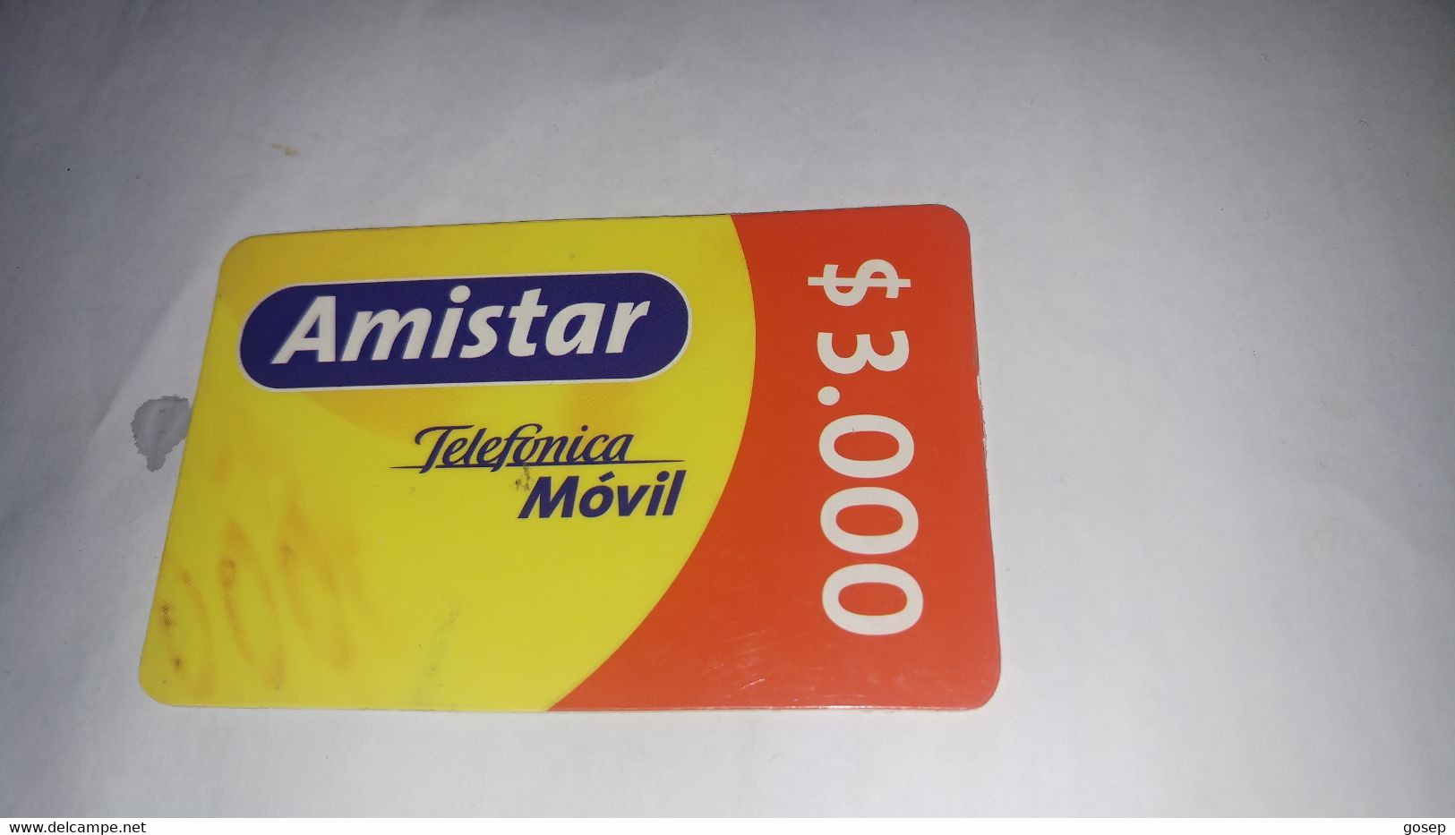 Chile-amistar-telefonica-(161)-($3.000)-(3709-2443-3558-3)-(date Not)-(look Outside)-used Card+1card Prepiad Free - Chile