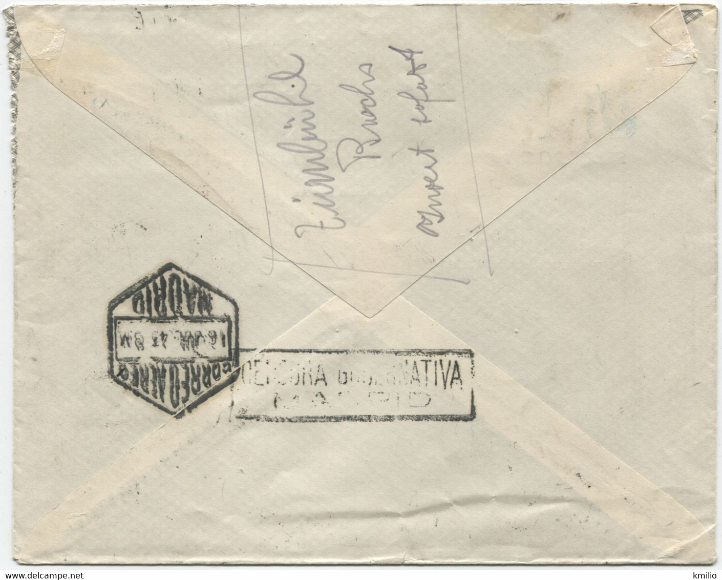 1943. Carta Aérea Censurada De Haro A Suiza - Cartas & Documentos