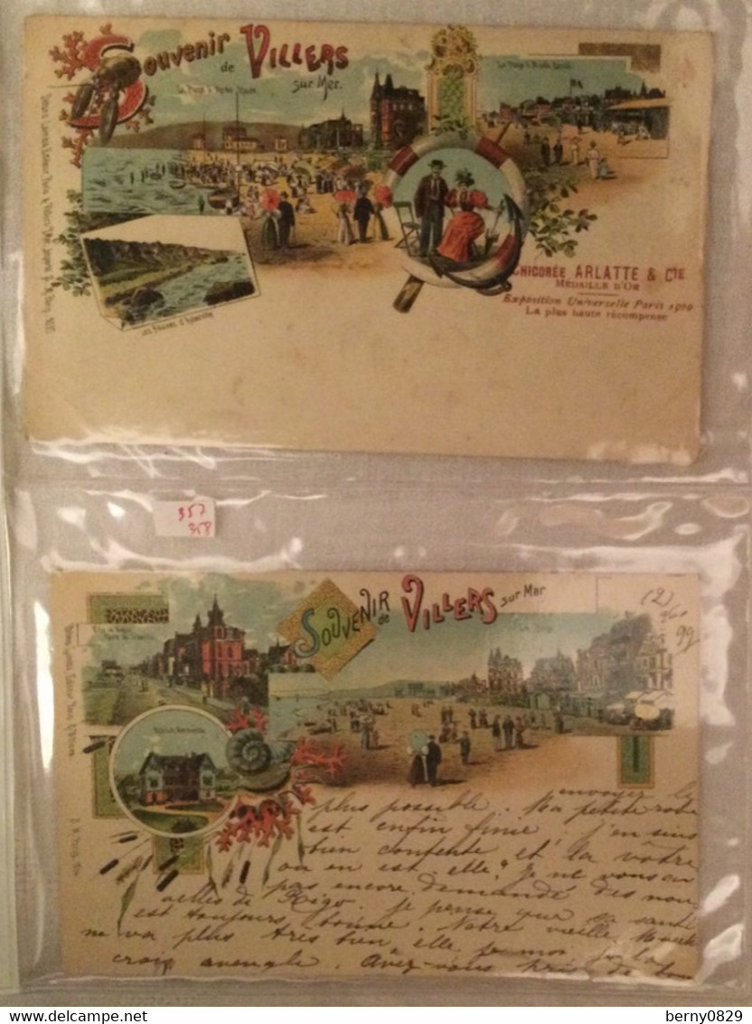 Lot De 2 Cartes -souvenir De Villers Sur Mer-357 358 - Gruss Aus.../ Gruesse Aus...