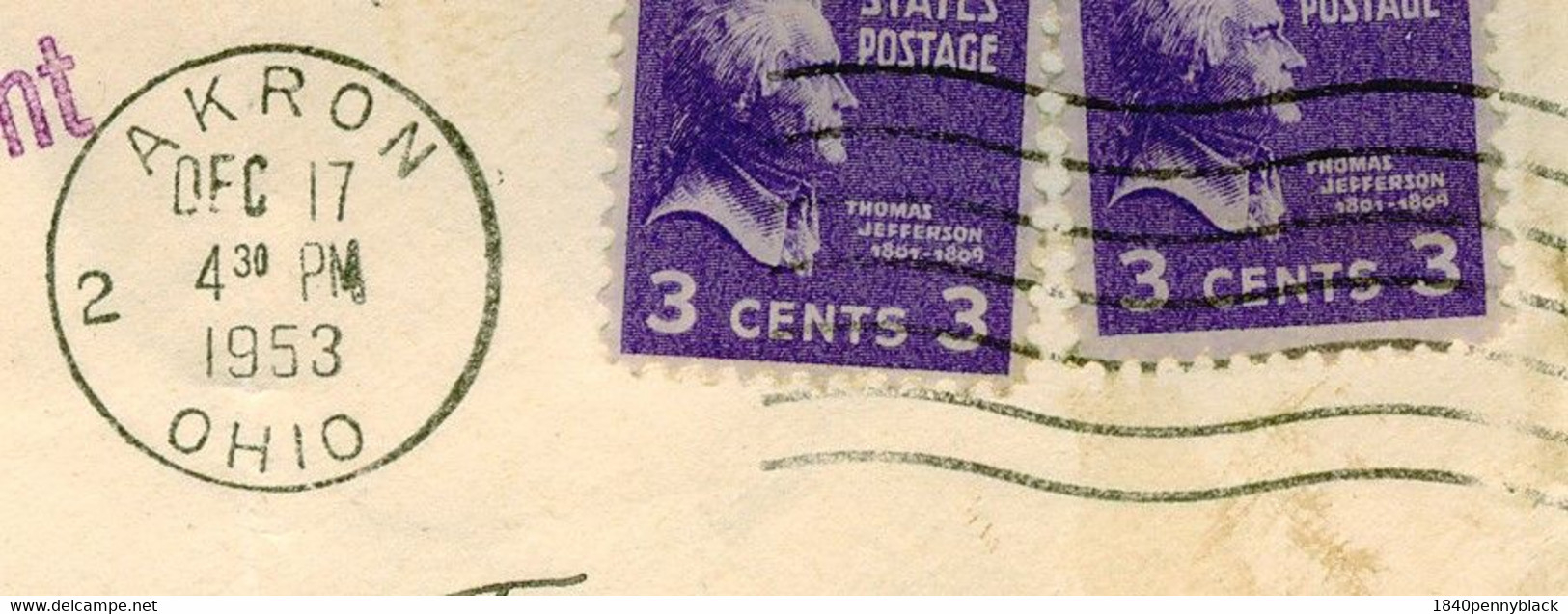 USA 1952 Taxed Postage Due Cover From AKRON Ohio To SHREWSBURY UK. - Cartas & Documentos
