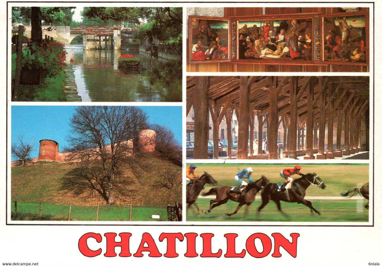 6660 CHATILLON SUR CHALARONNE Le Barrage, Le Vieux Château, Le Triptyque   Hippodrome,   (scan Recto-verso) 01 Ain - Châtillon-sur-Chalaronne