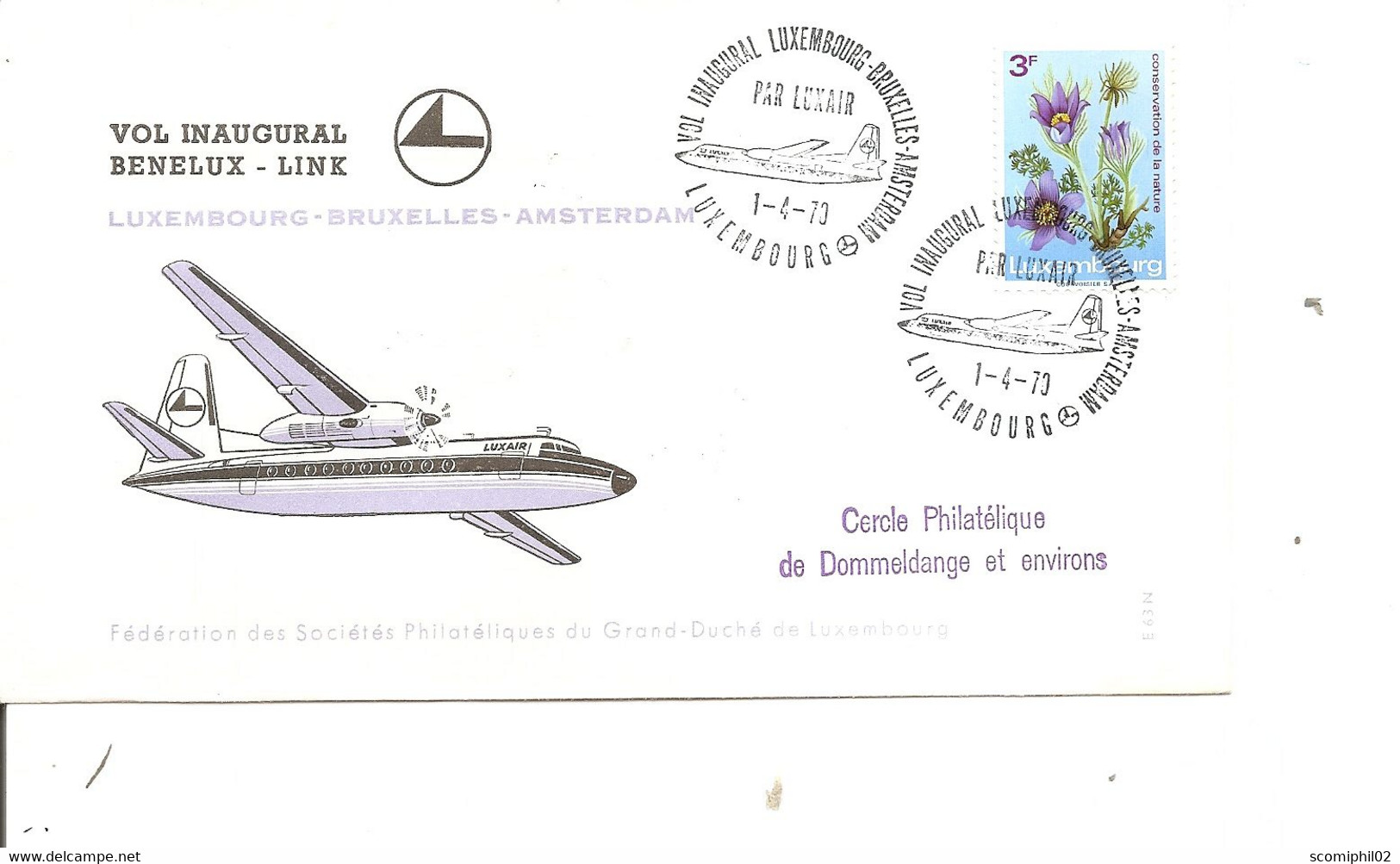 Luxembourg - Aérophilatélie ( Vol Luxembourg - Amsterdam De 1973 à Voir) - Lettres & Documents