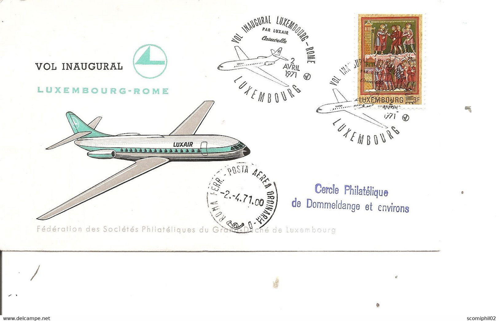 Luxembourg - Aérophilatélie ( Vol Luxembourg - Rome De 1971 à Voir) - Lettres & Documents