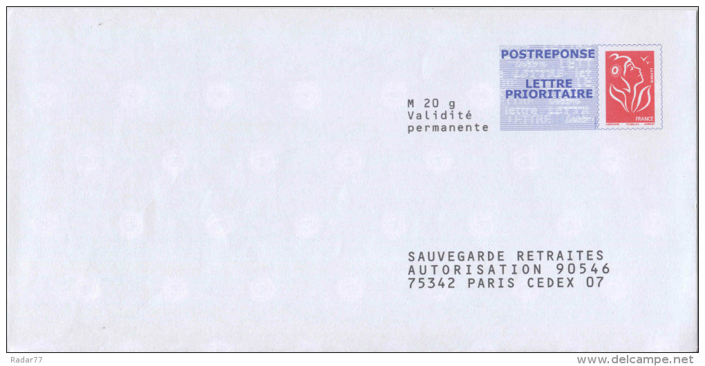 PAP POSTREPONSE LETTRE PRIORITAIRE Lamouche Phil@poste Sauvegarde Retraites - Verso 07P748 - Intérieur LC D/16 D 1207 - PAP: Antwort/Lamouche