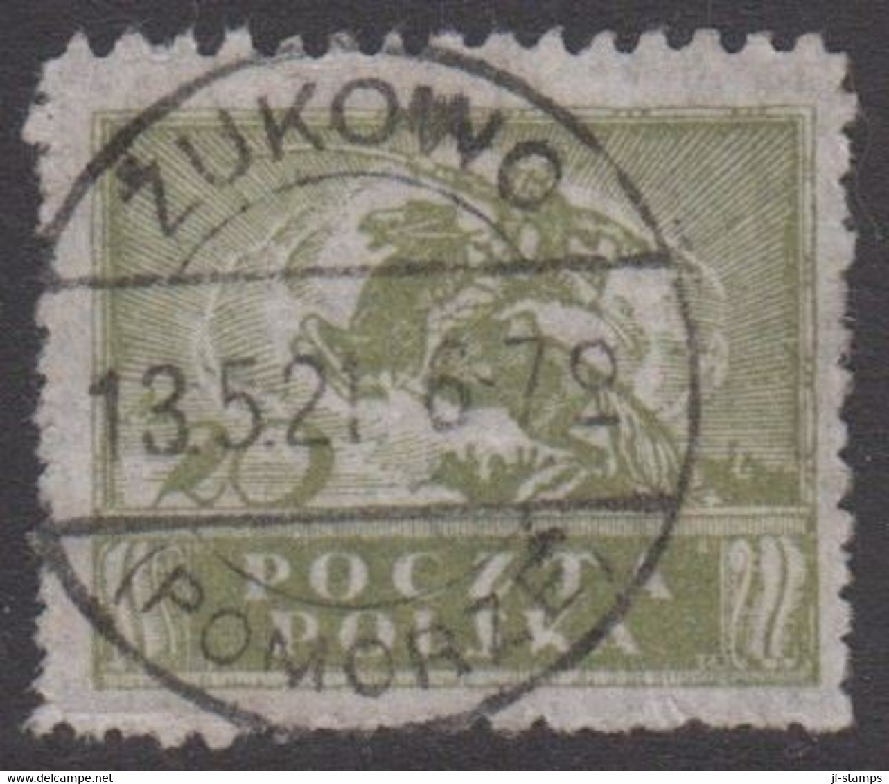 1919. POLSKA. Ulan On Horse 20 M LUXUS Cancel ZUKOWO 13.5.21. (Michel 117) - JF415568 - Used Stamps