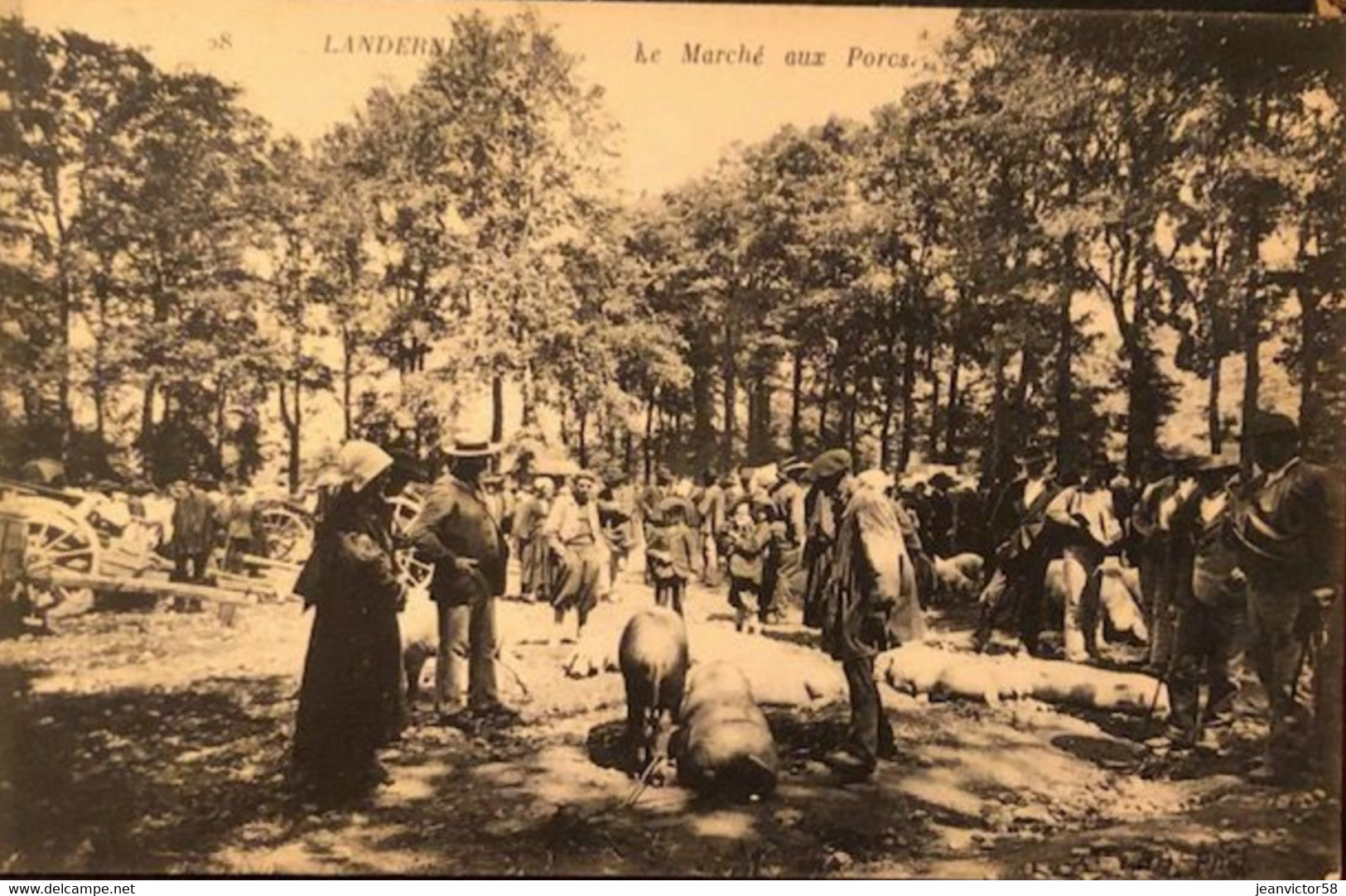 Landerneau  Le Marché  Aux Porcs Au Dos  Tampon Militaire - Landerneau
