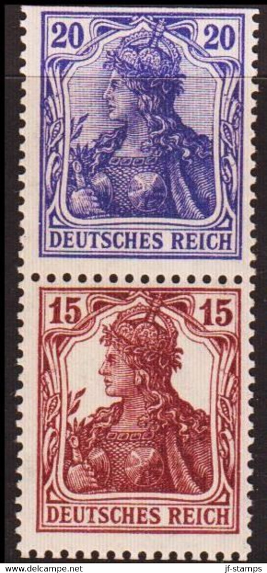 1915. DEUTSCHES REICH. 20 + 15 PF. Germania. Never Hinged. From Booklet. (Michel S 10) - JF415469 - Se-Tenant