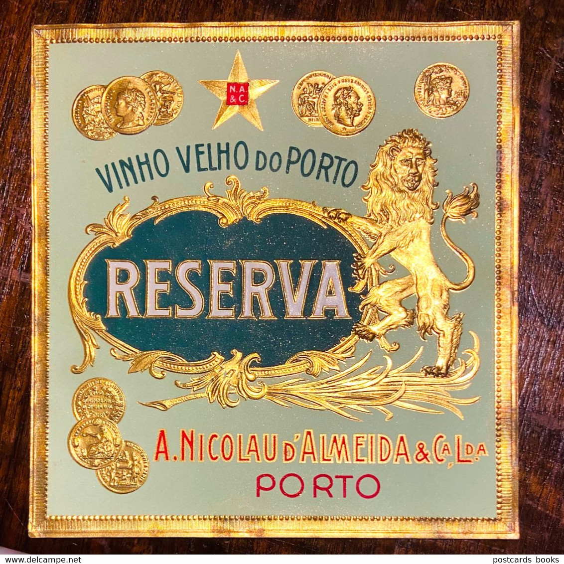 Rotulo Relevo Dourado VINHO VELHO Do PORTO "Reserva" A.NICOLAU D'ALMEIDA. OLD PORT WINE Gilded Label PORTUGAL 1900s - Otros & Sin Clasificación