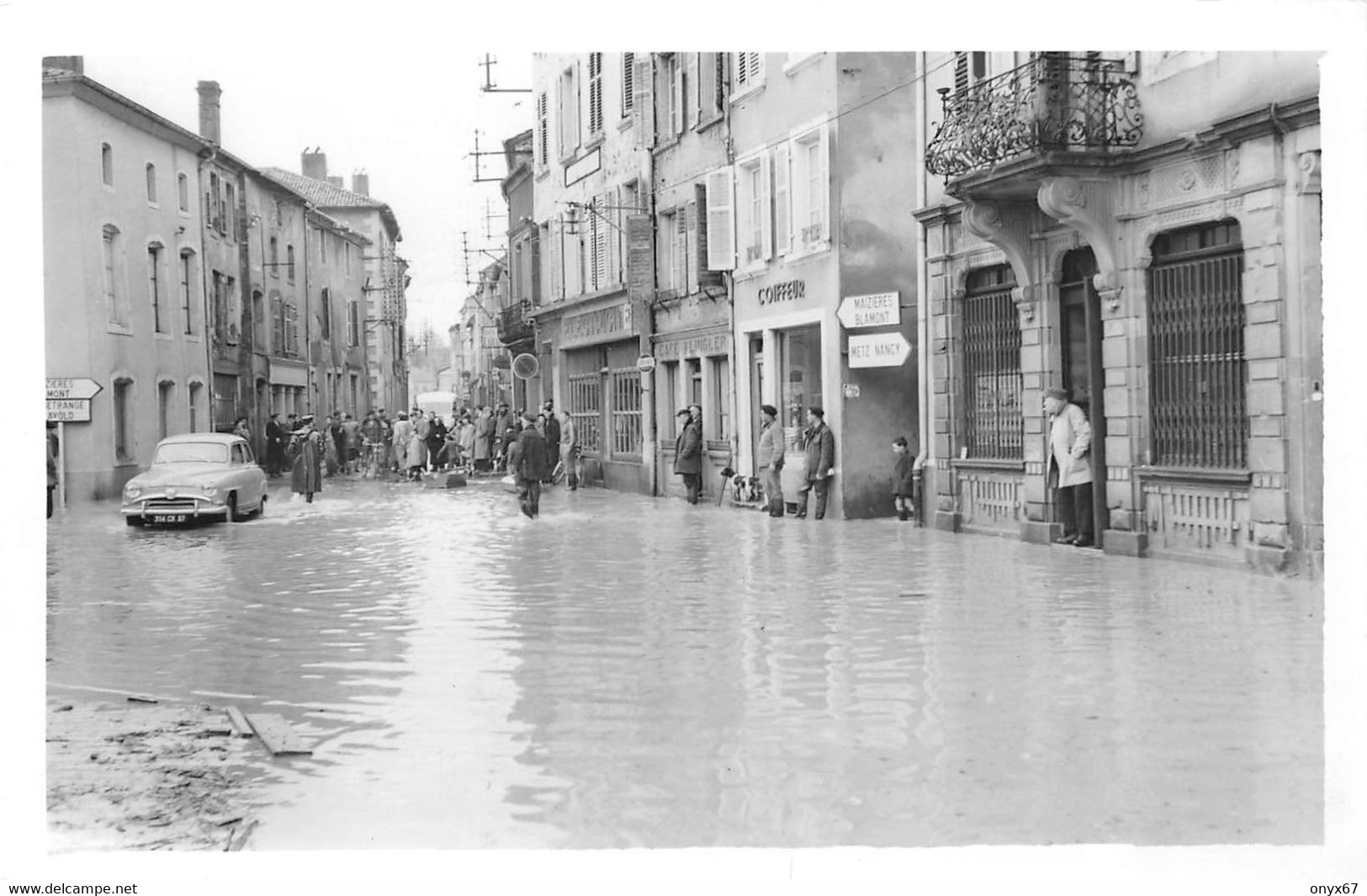 Carte Postale Photo SOUPLE DIEUZE-DUSS-57-Moselle -Inondation Centre Ville-VOIR 2 SCANS - - Dieuze