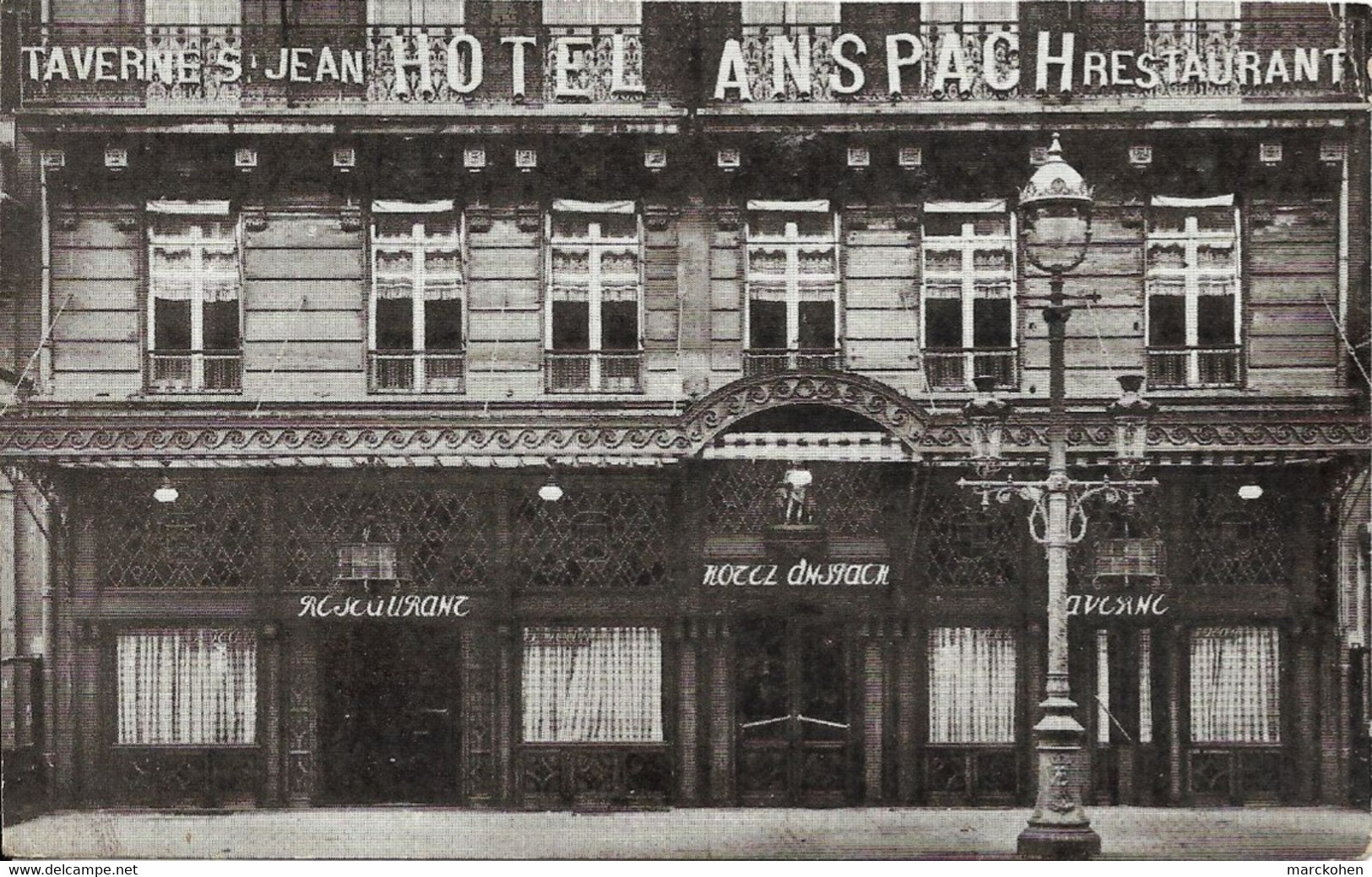 BRUXELLES (1000) : Façade De La Taverne Saint Jean Et Du Grand Hôtel-Restaurant Anspach, Boulevard Anspach. Cliché Rare. - Cafés, Hôtels, Restaurants