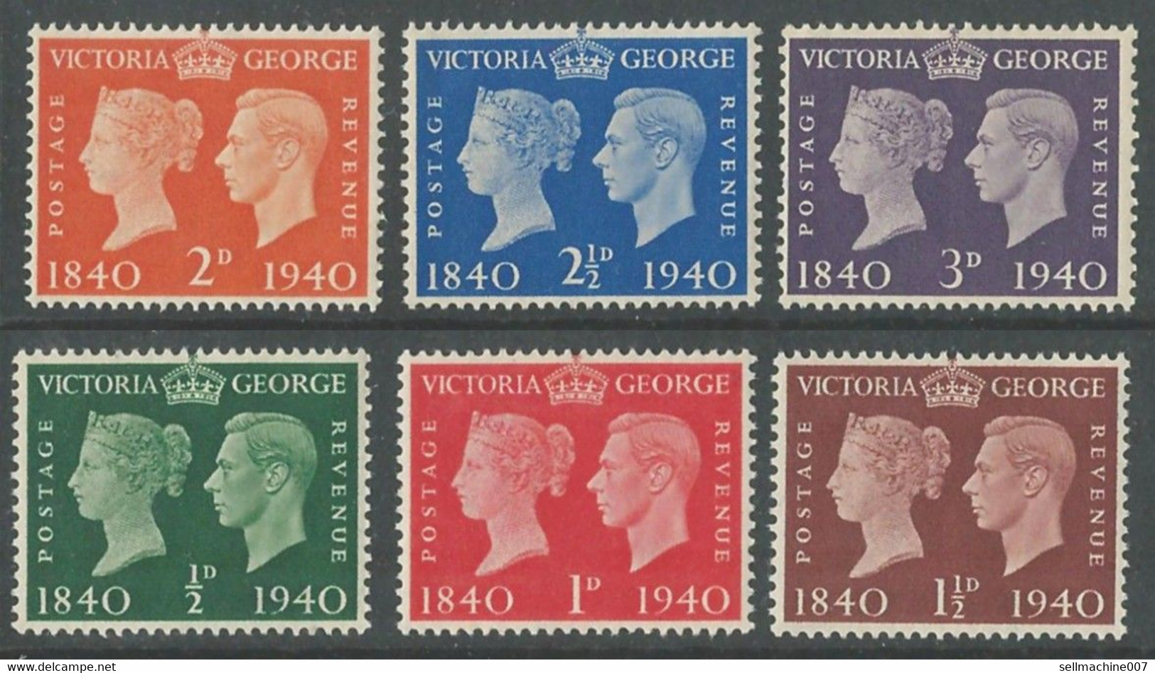 England 1940 MNH STAMP CENTENARY Of 1st Adhesive Stamp - SET OF 6 MNH King George VI British Empire - Non Classificati