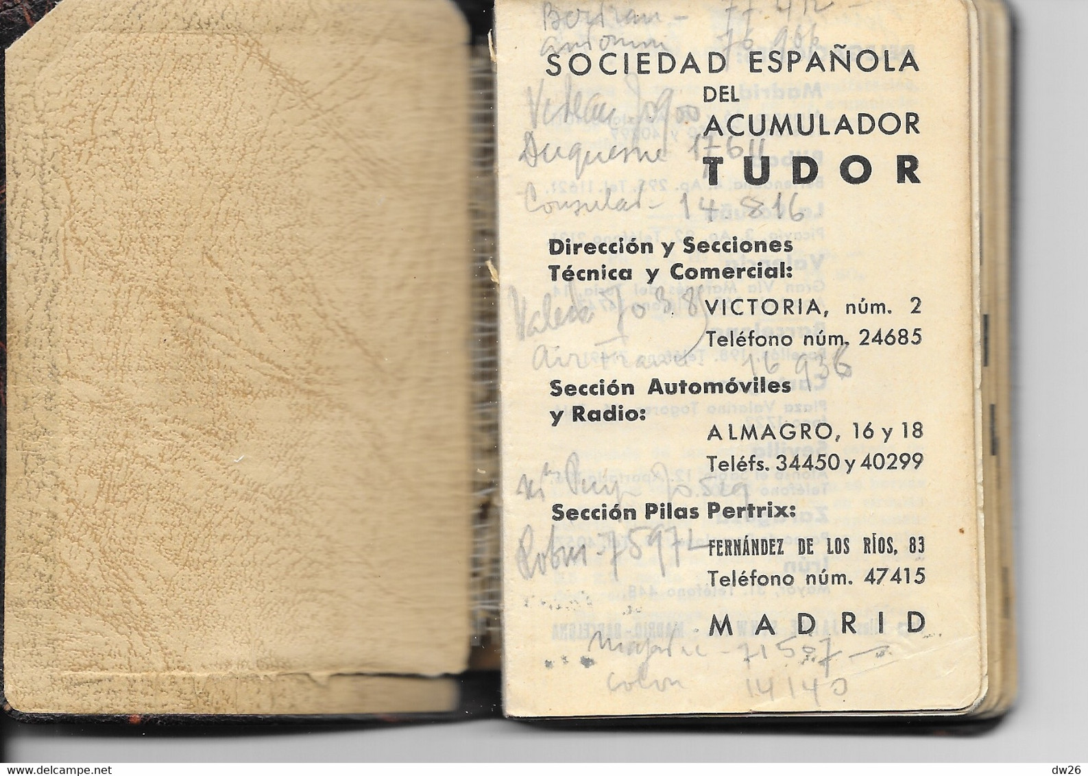 Agenda, Calendrier 1936 - Carnet Cuir, Publicité Tudor (Acumulador, Accumulateurs) Pertrix (Pilas, Piles) - Andere & Zonder Classificatie