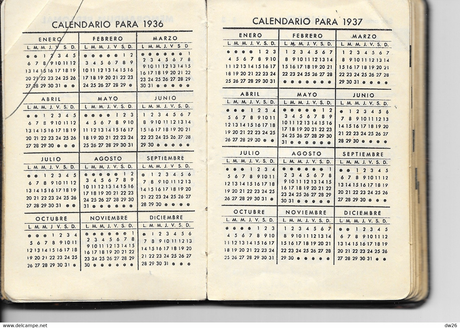 Agenda, Calendrier 1936 - Carnet Cuir, Publicité Tudor (Acumulador, Accumulateurs) Pertrix (Pilas, Piles) - Sonstige & Ohne Zuordnung