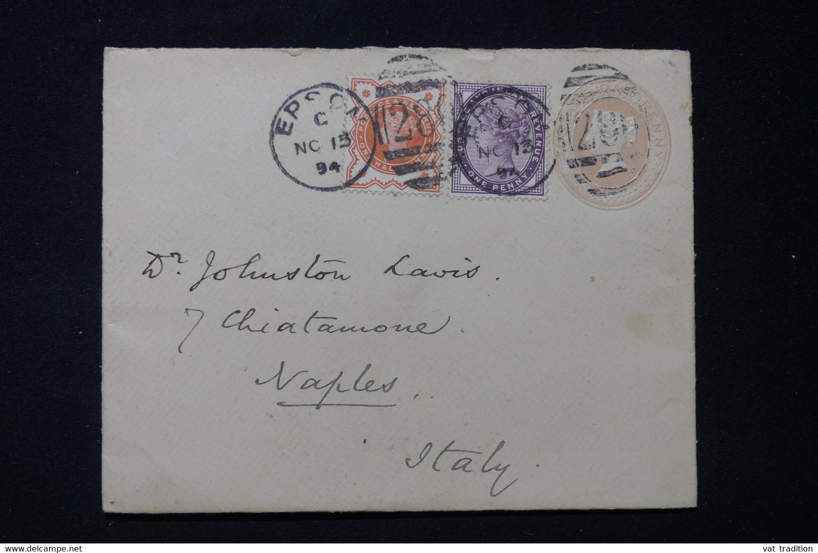 ROYAUME UNI - Entier Postal Type Victoria + Compléments De Epsom Pour L 'Italie En 1894 - L 89969 - Luftpost & Aerogramme