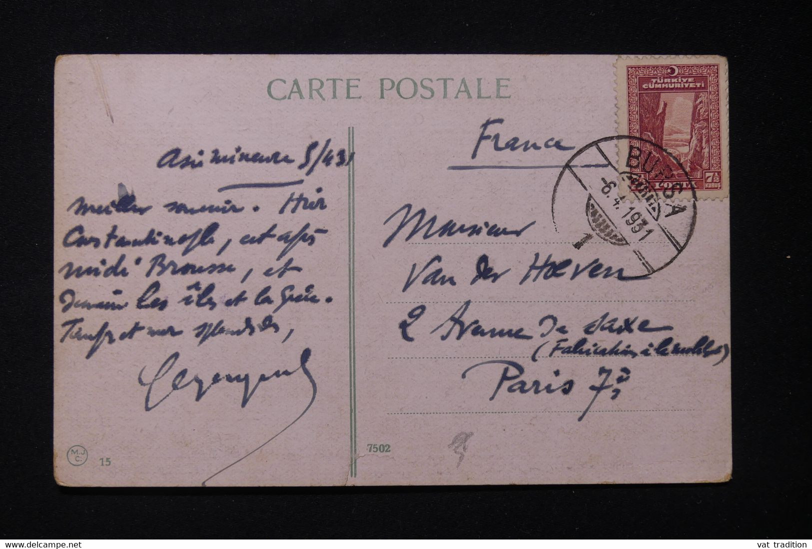 TURQUIE - Affranchissement De Bursa Sur Carte Postale En 1931 Pour La France - L 89970 - Briefe U. Dokumente