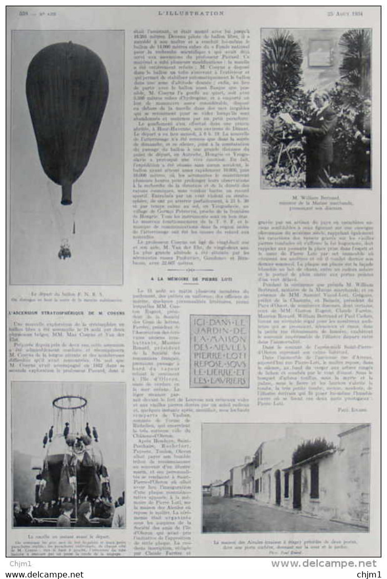 L'ascension Stratosphérique De M. Cosyns - Page Original 1934 - Documenti Storici