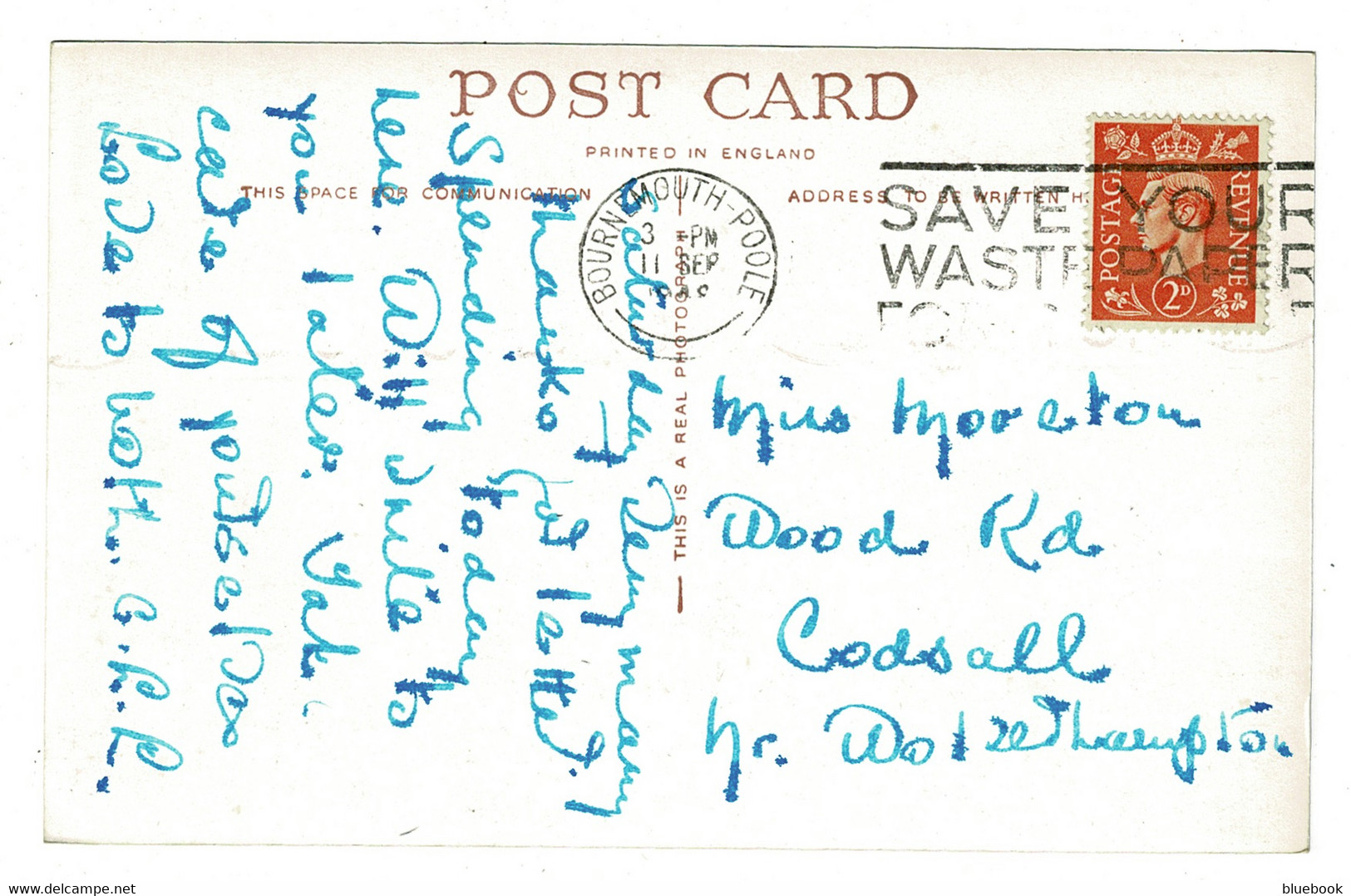 Ref 1475 - Circa 1948 Postcard - Cliff Gardens & Alum Chine Bournemouth - Hampshire Dorset - Bournemouth (until 1972)