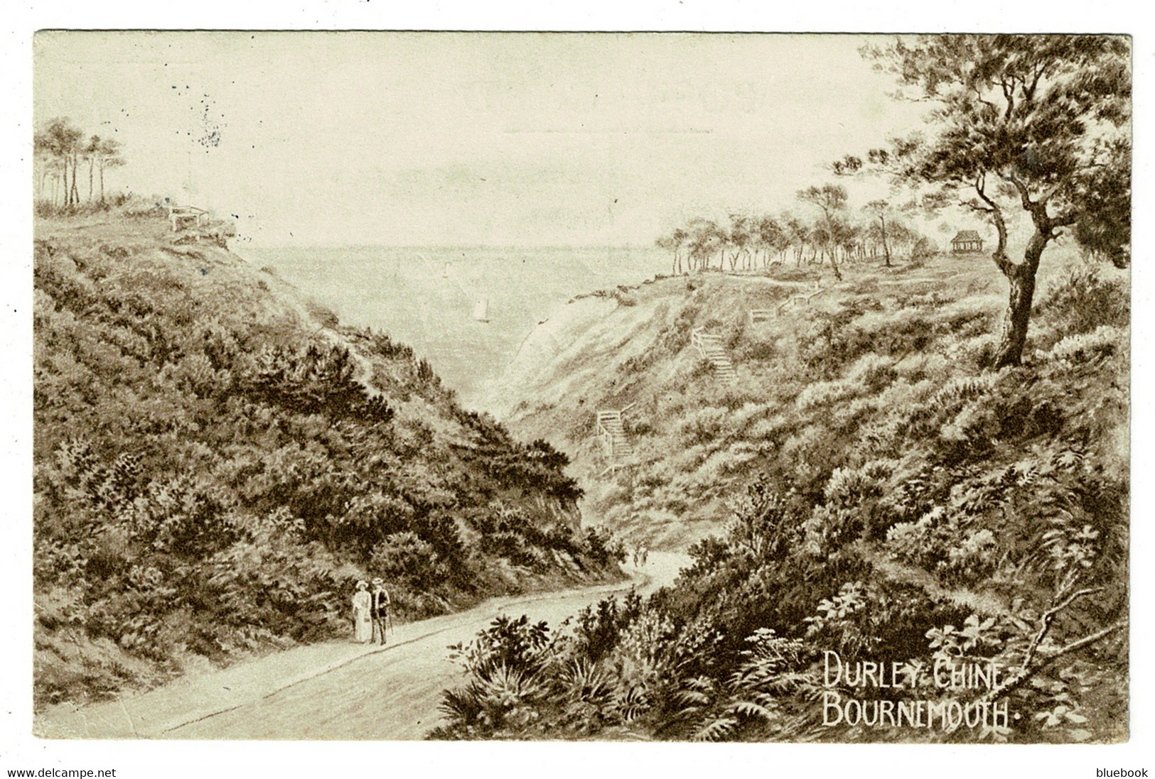 Ref 1475 - 1921 Postcard - Durley Chine Bournemouth - Hampshire Now Dorset - Bournemouth (hasta 1972)