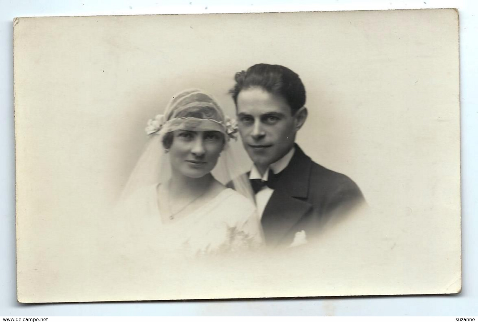 Carte Photo Ancienne - Un Couple De Mariés - Photo E. LE GRAND Quimper - Genealogie