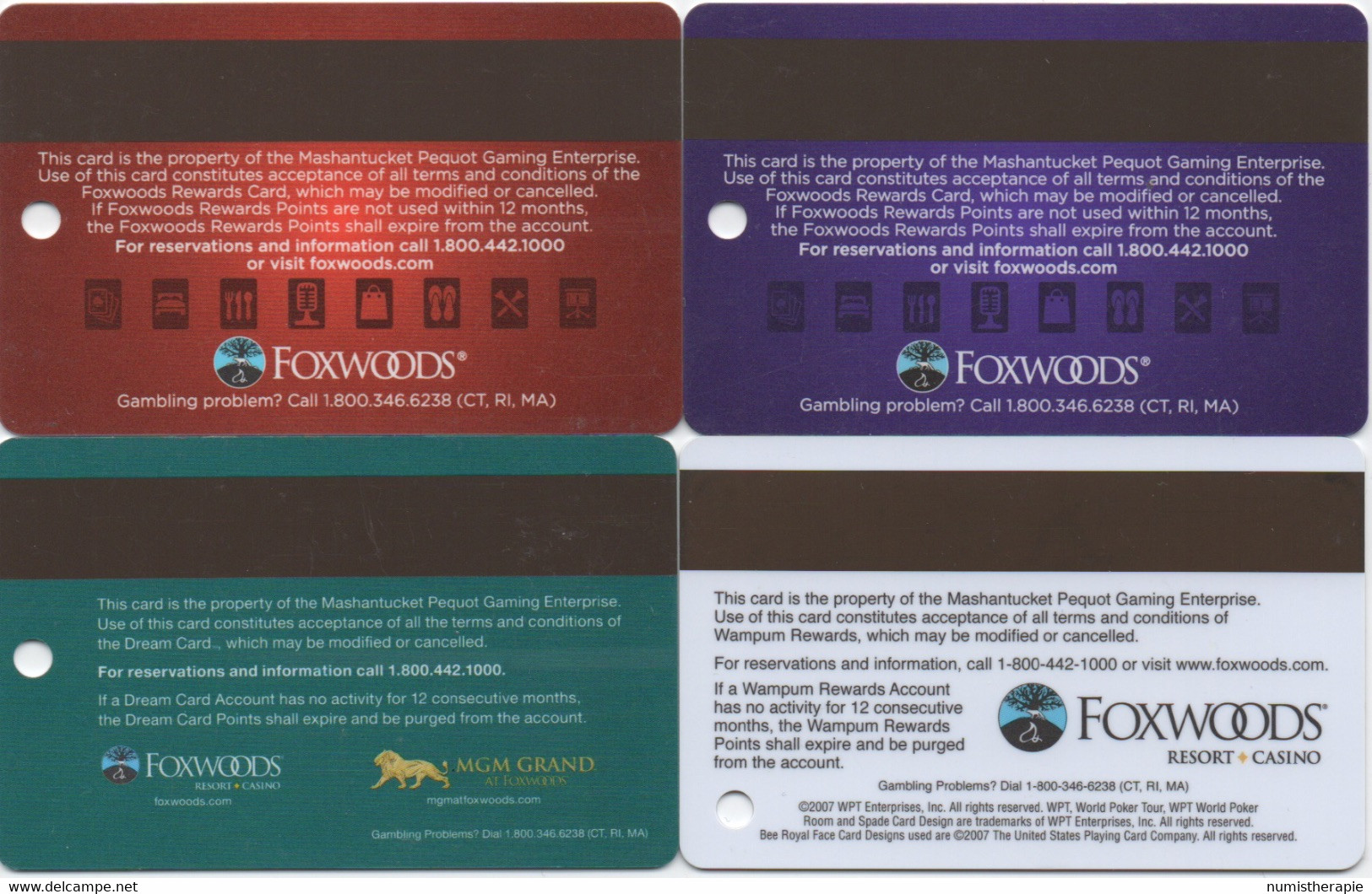 Lot De 4 Cartes : Foxwoods Resort Casino : Ledyard CT - Carte Di Casinò