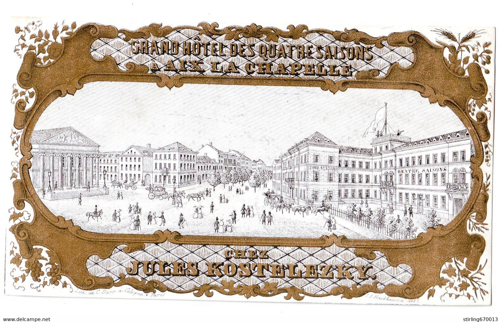 DE 458 - Carte De Commerce Pour Le Grand Hotel Des Quatre Saisons, Aix La Chapelle Imp. C. Durr, Cologne & Paris - Sonstige & Ohne Zuordnung