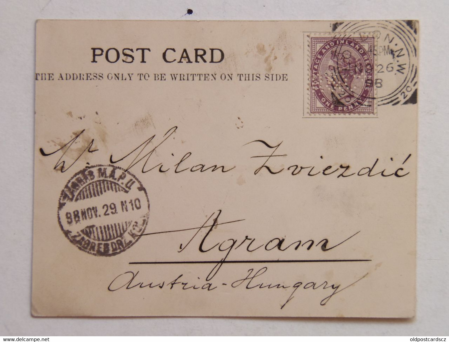 Postcard London 1898 -> Agram - Lettres & Documents