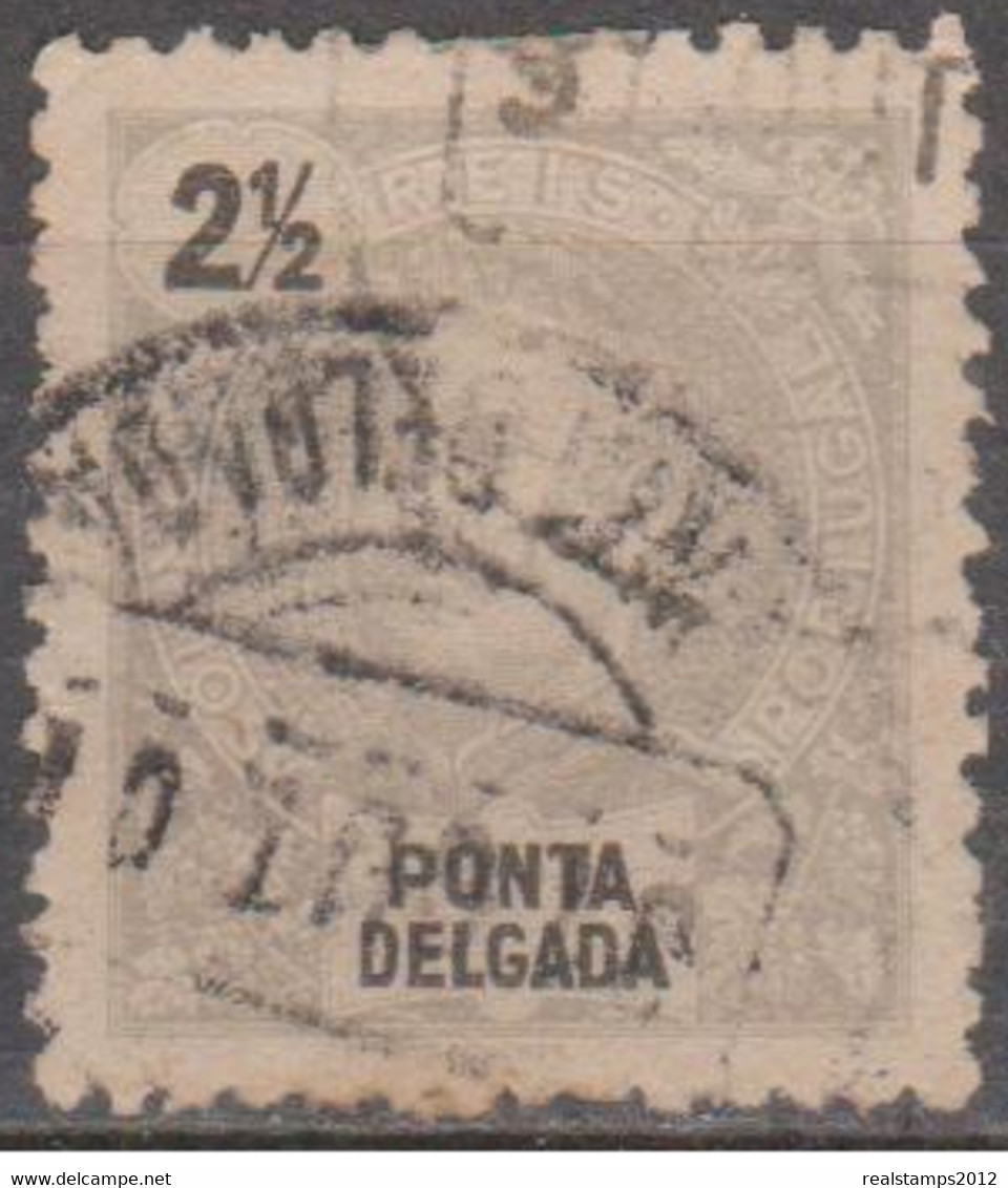 PONTA DELGADA  (Açores) - 1897,  D. Carlos I.  2 1/2 R.   D.11 3/4 X 12  (o)   MUNDIFIL   Nº 13 - Ponta Delgada