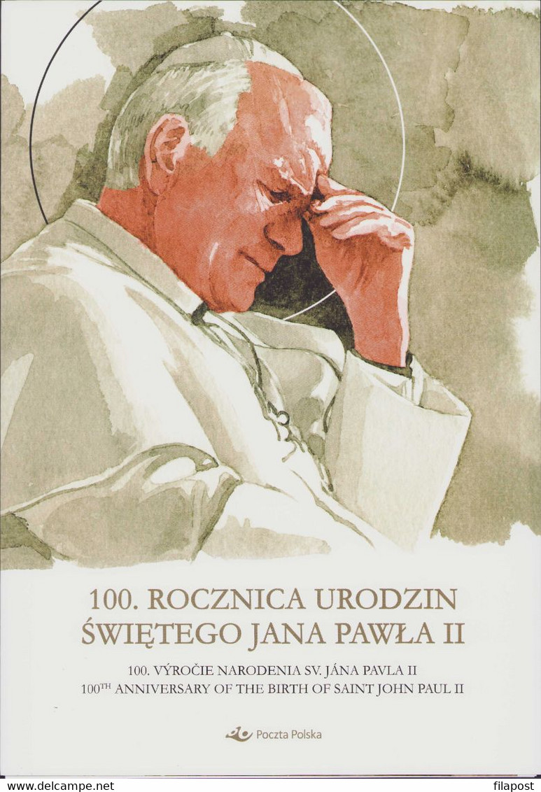 2020 Poland Souvenir Booklet 100th Anniv Of Birth Pope John Paul II Joint Issue With Slovak Post 2 Full Sheet MNH** FV - Booklets