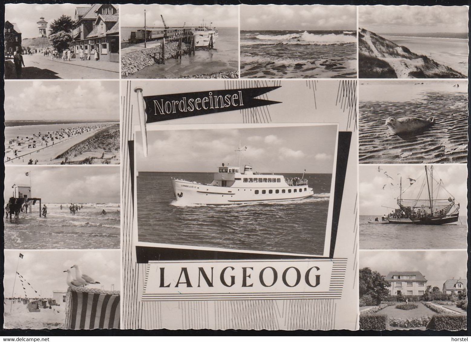 D-26465 Langeoog - Nordseeinsel - Alte Ansichten - Bahnhof - Eisenbahn - Dampfer - Fischkutter - Nice Stamp - Langeoog