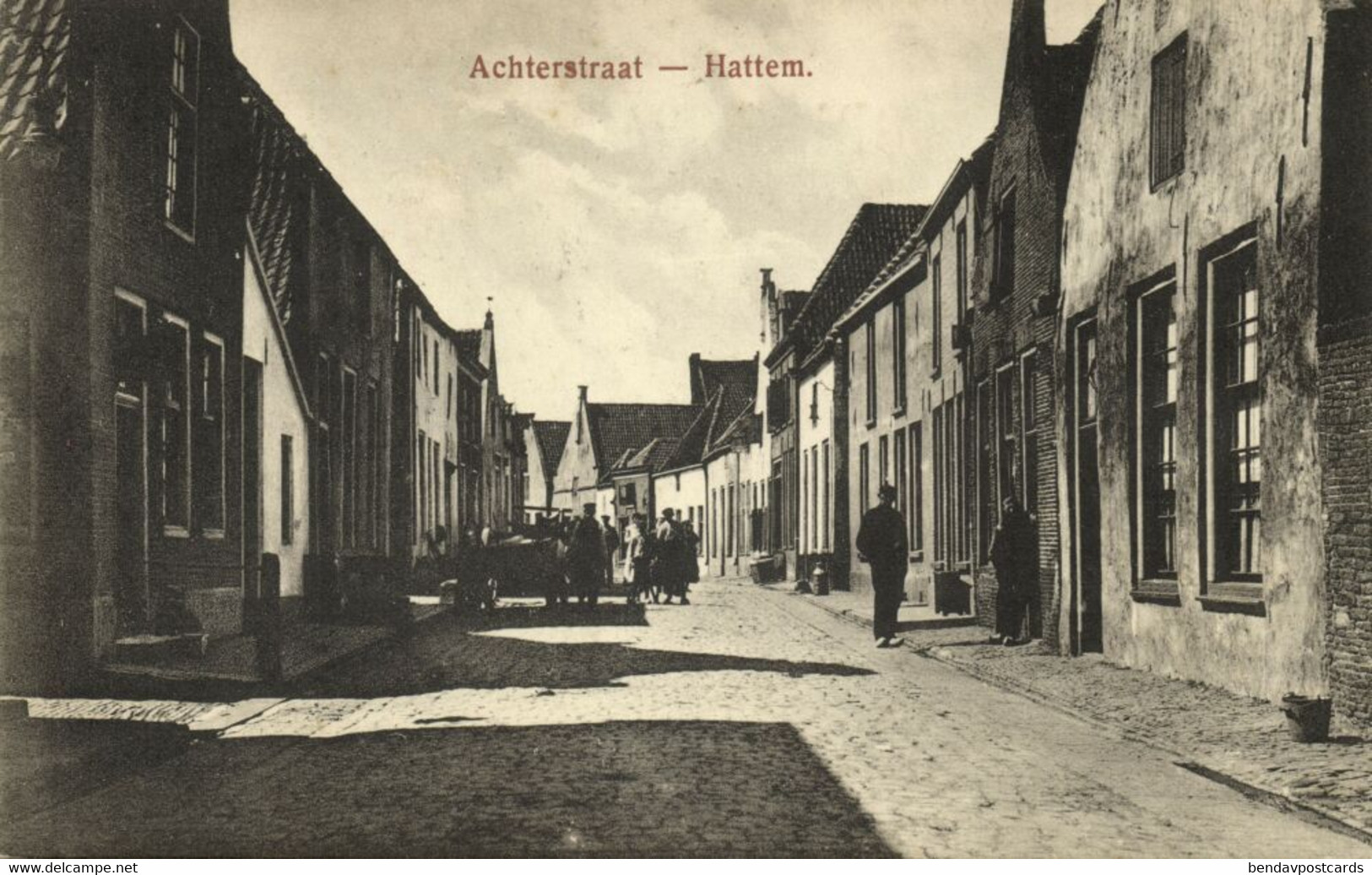 Nederland, HATTEM, Achterstraat Met Volk (1910s) Ansichtkaart - Hattem