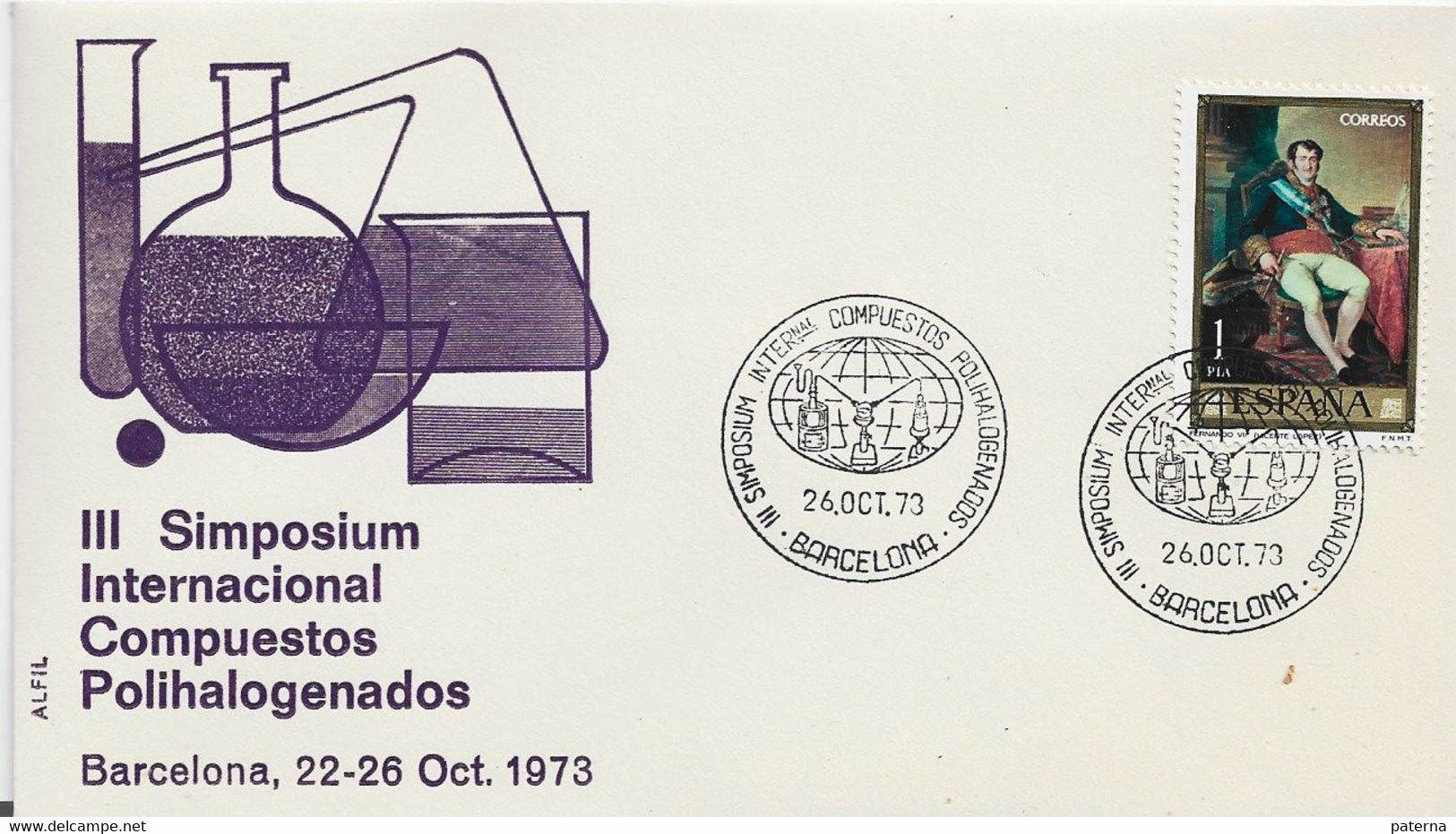 3586  Carta  Barcelona 1973, Lll Imposium Internacional Compuestos  Polihalogenados, - Cartas & Documentos