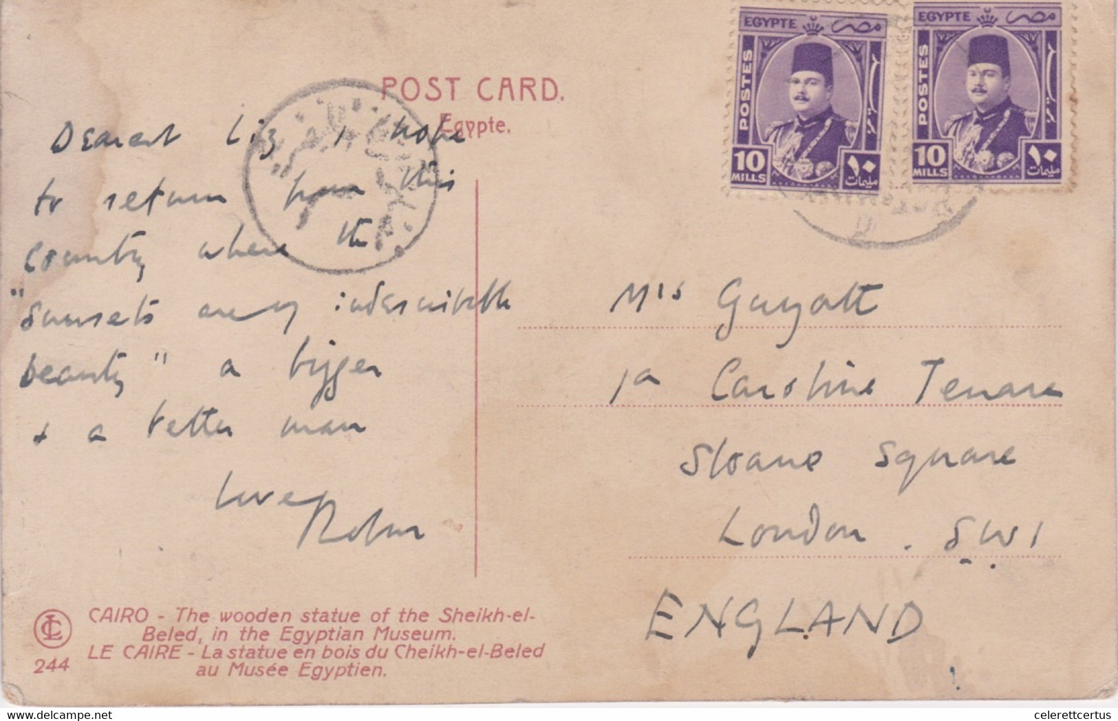 Egypt-1948 20 Mills On Postally Censored Cairo Postcard Cover To London, Great Britain - Storia Postale