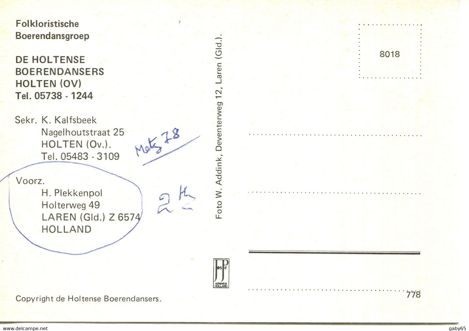 PAYS BAS. HOLTEN.FOLKLORISTISCHE BOERENDANSGROEP. - Holten