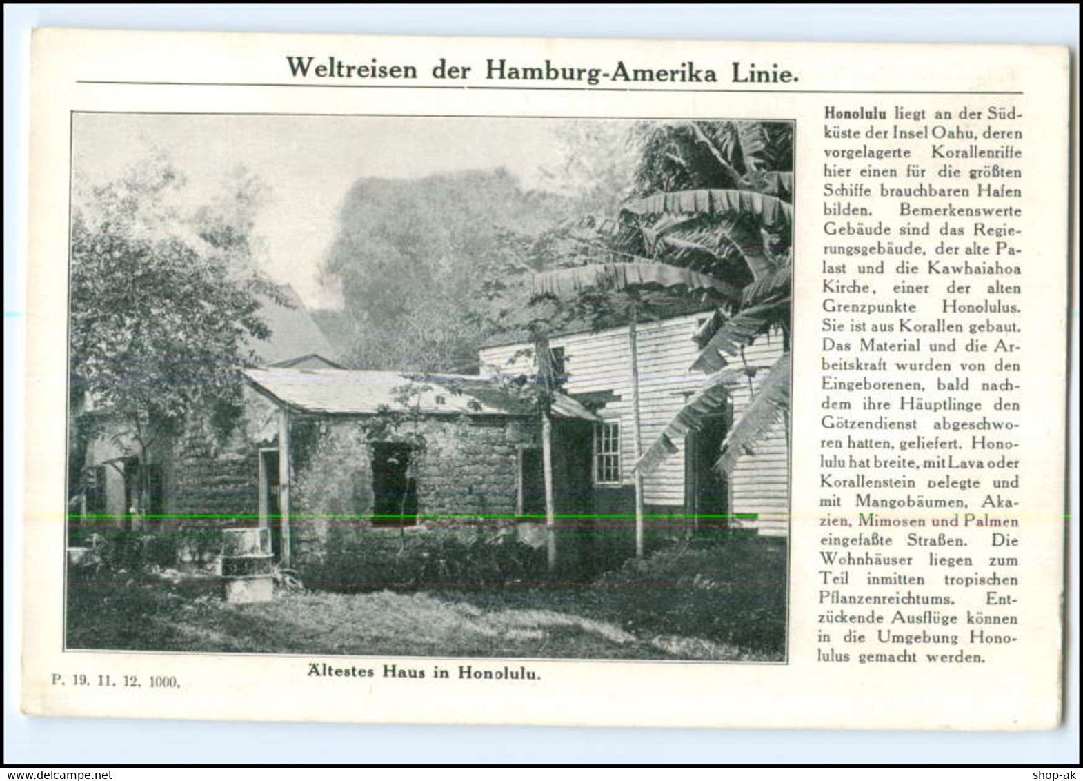 XX008637/ Honolulu Hawai - Dampfer Cleveland Hamburg Amerika-Linie AK 1912 - Other & Unclassified