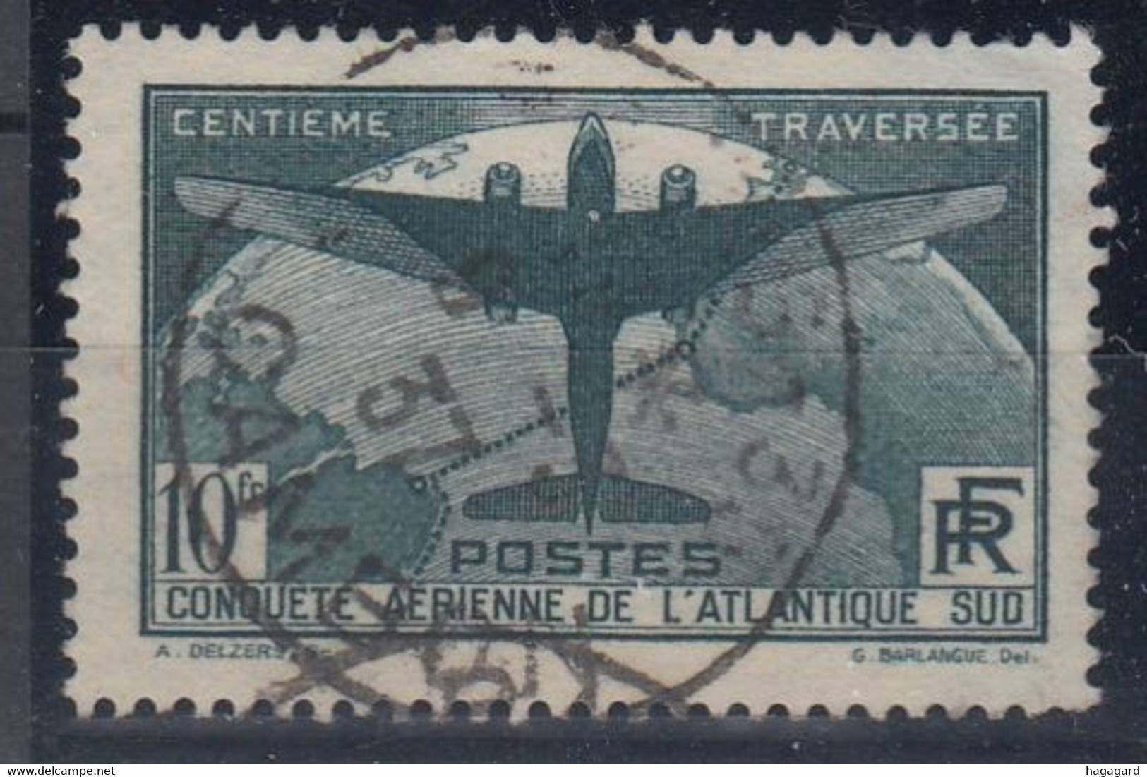 +France 1936. Traversée Atlantique. Yvert 321. Michel 327. Oblitéré. Cancelled. - Oblitérés