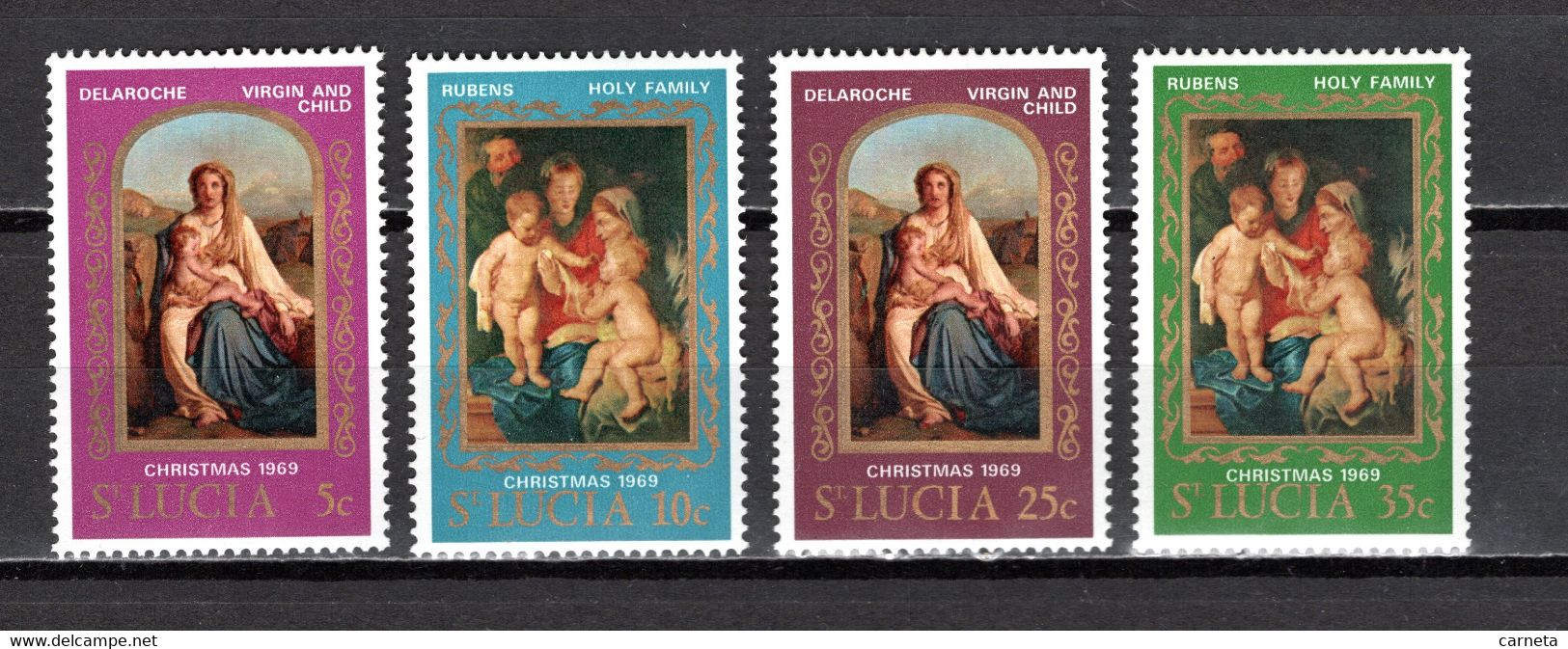 SAINTE LUCIE  N° 255 à 258   NEUFS SANS CHARNIERE   COTE 1.25€   NOEL PEINTRE TABLEAUX - St.Lucia (...-1978)