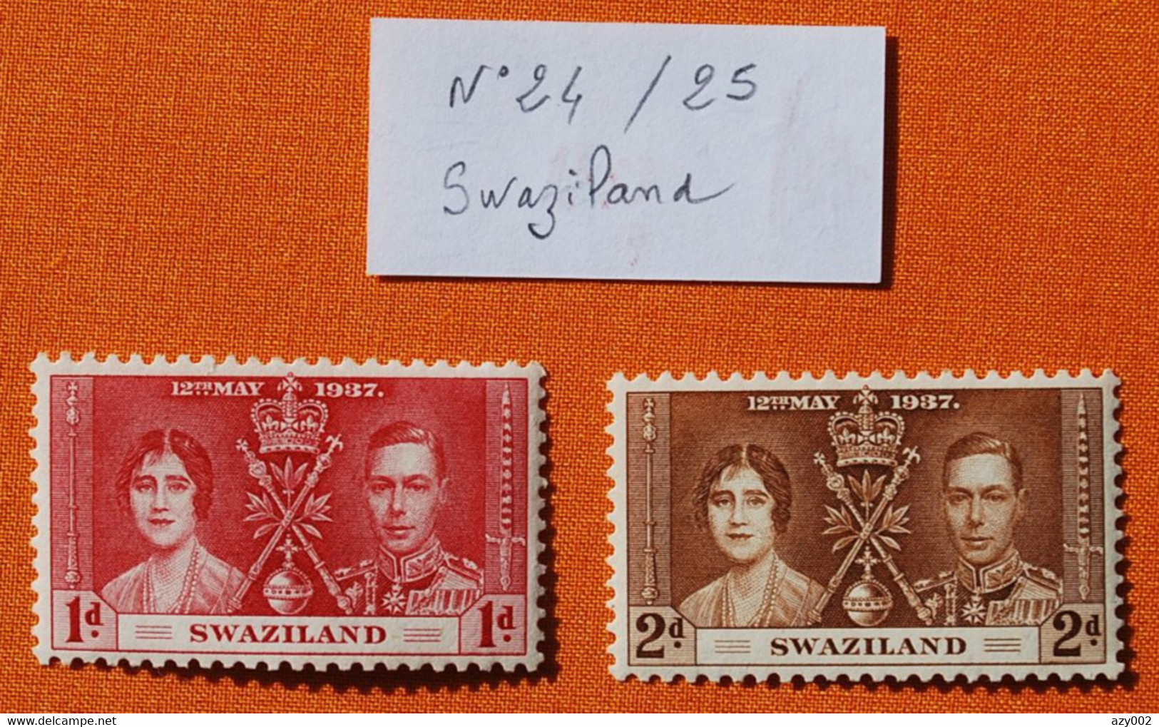 SWAZILAND 1937 -  2 Timbres Neufs N° 24 & 25  -- Voir Photos Pour Descriptif -- - Swaziland (1968-...)