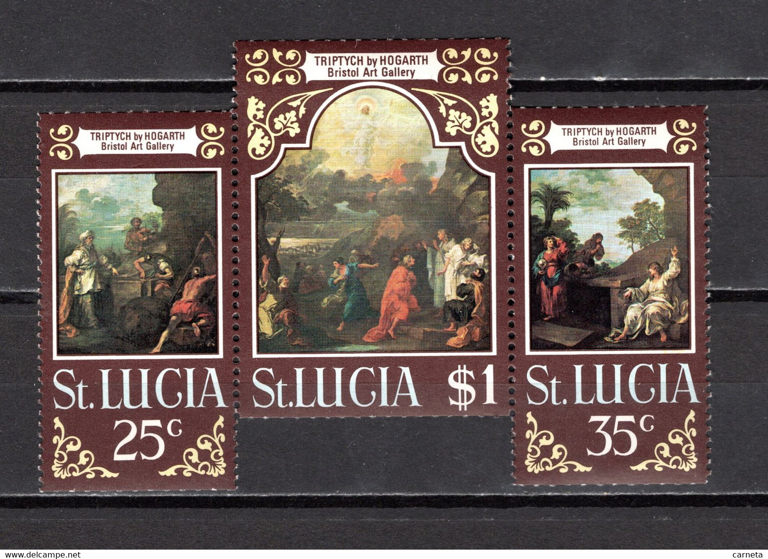 SAINTE LUCIE  N° 273 à 275   NEUFS SANS CHARNIERE   COTE 4.50€   PAQUES PEINTRE TABLEAUX - St.Lucia (...-1978)