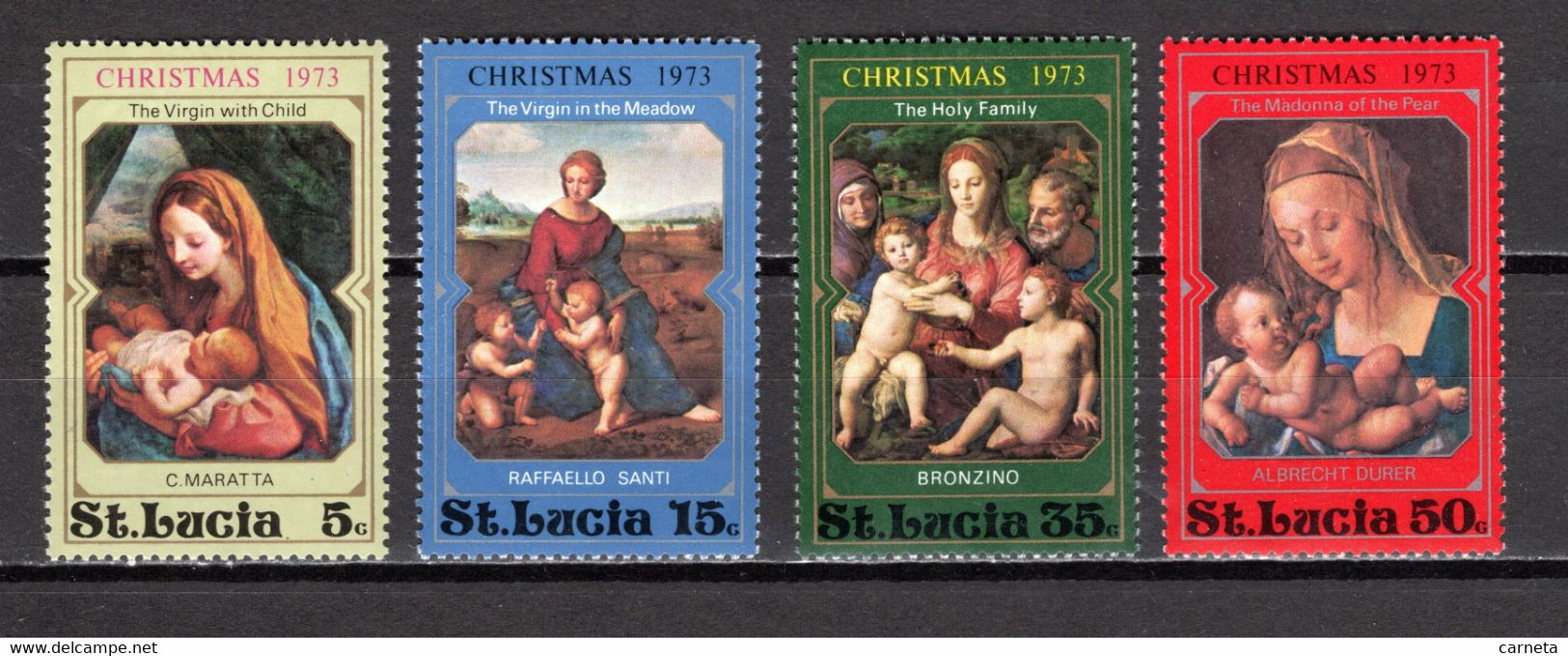 SAINTE LUCIE  N° 343 à 346   NEUFS SANS CHARNIERE   COTE 2.00€   NOEL PEINTRE TABLEAUX - St.Lucia (...-1978)