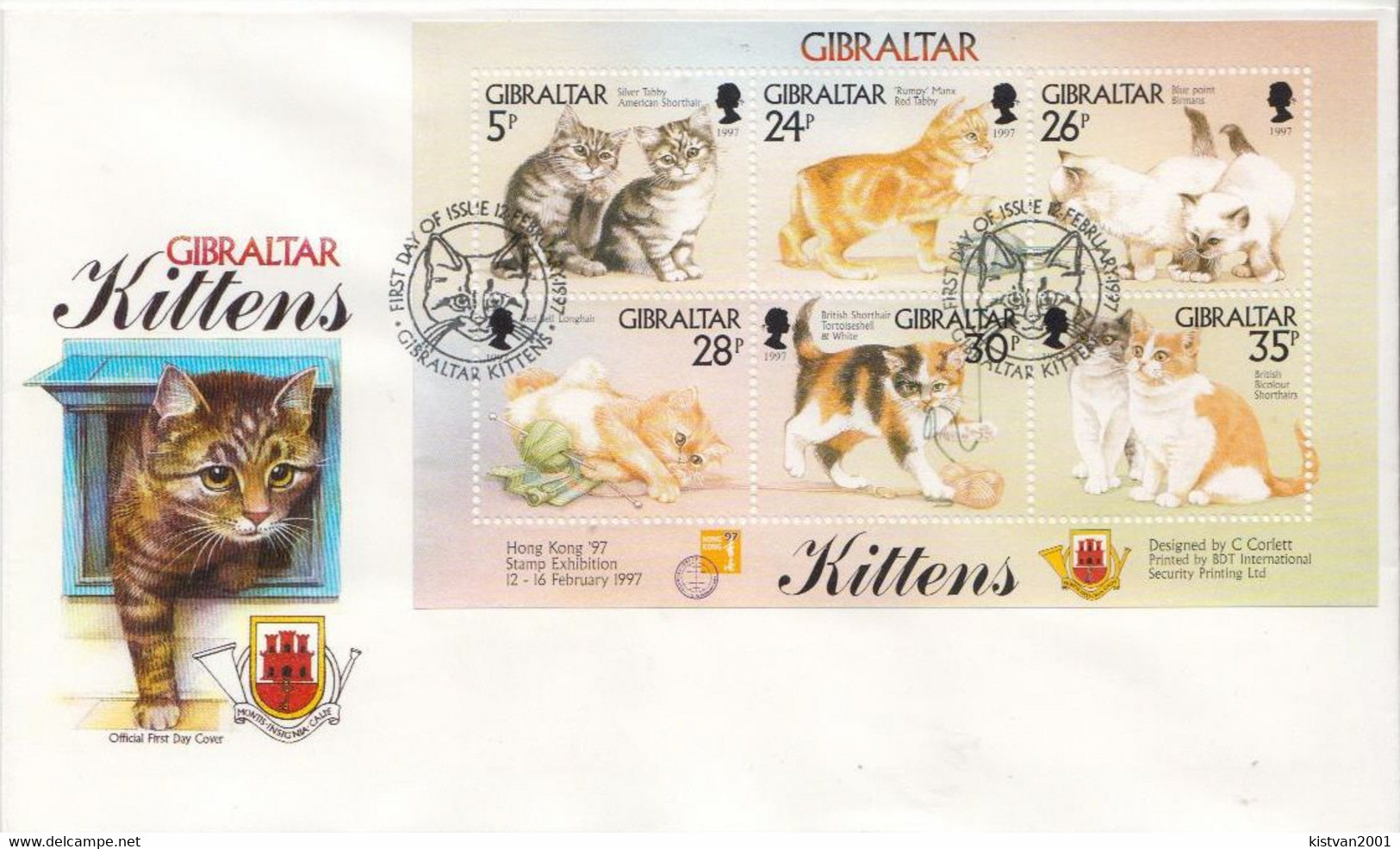 Gibraltar Set On FDC - Hauskatzen