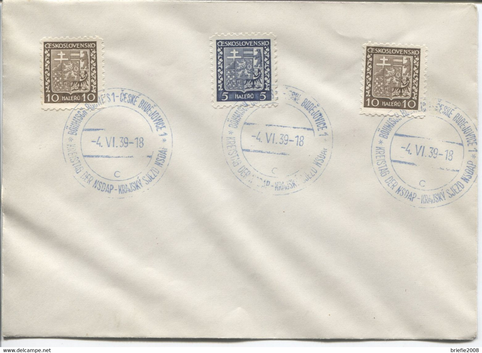 Böhmen Und Mähren Böhmisch Budweis 4.6.39 Sonderstempel #6c (3x) Blankobrief - Briefe U. Dokumente