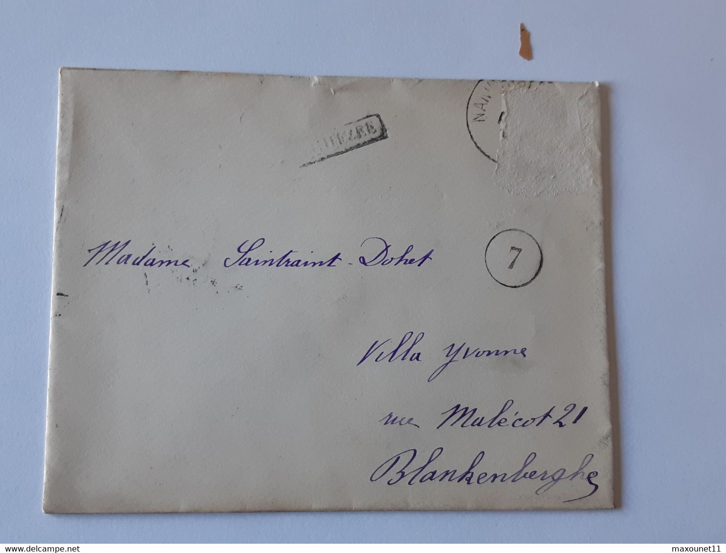 Lettre Envoyée De Namur Vers La Villa Yvonne à Blankenberghe ... Lot360 . - Otros & Sin Clasificación