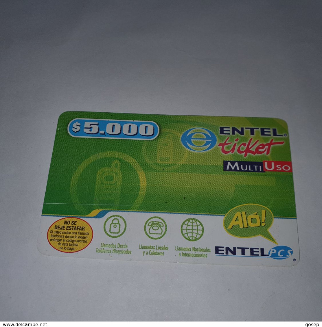 Chile-entel Ticket-(178)-($3.500)-(997-786-568-880)-(30/6/2005)-(look Outside)-used Card+1card Prepiad Free - Chili