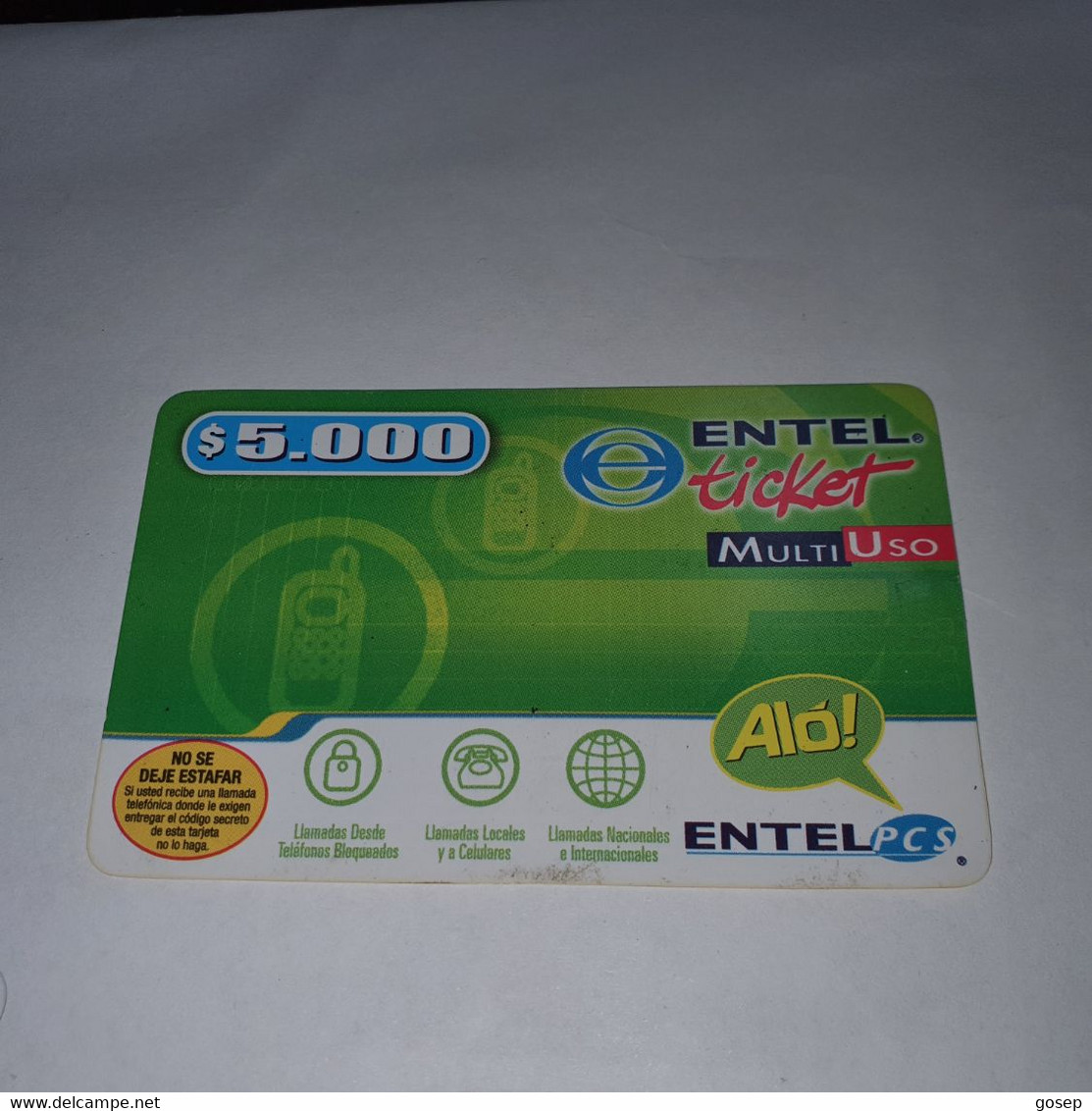 Chile-entel Ticket-(180)-($3.500)-(681-636-587-464)-(30/9/2004)-(look Outside)-used Card+1card Prepiad Free - Cile