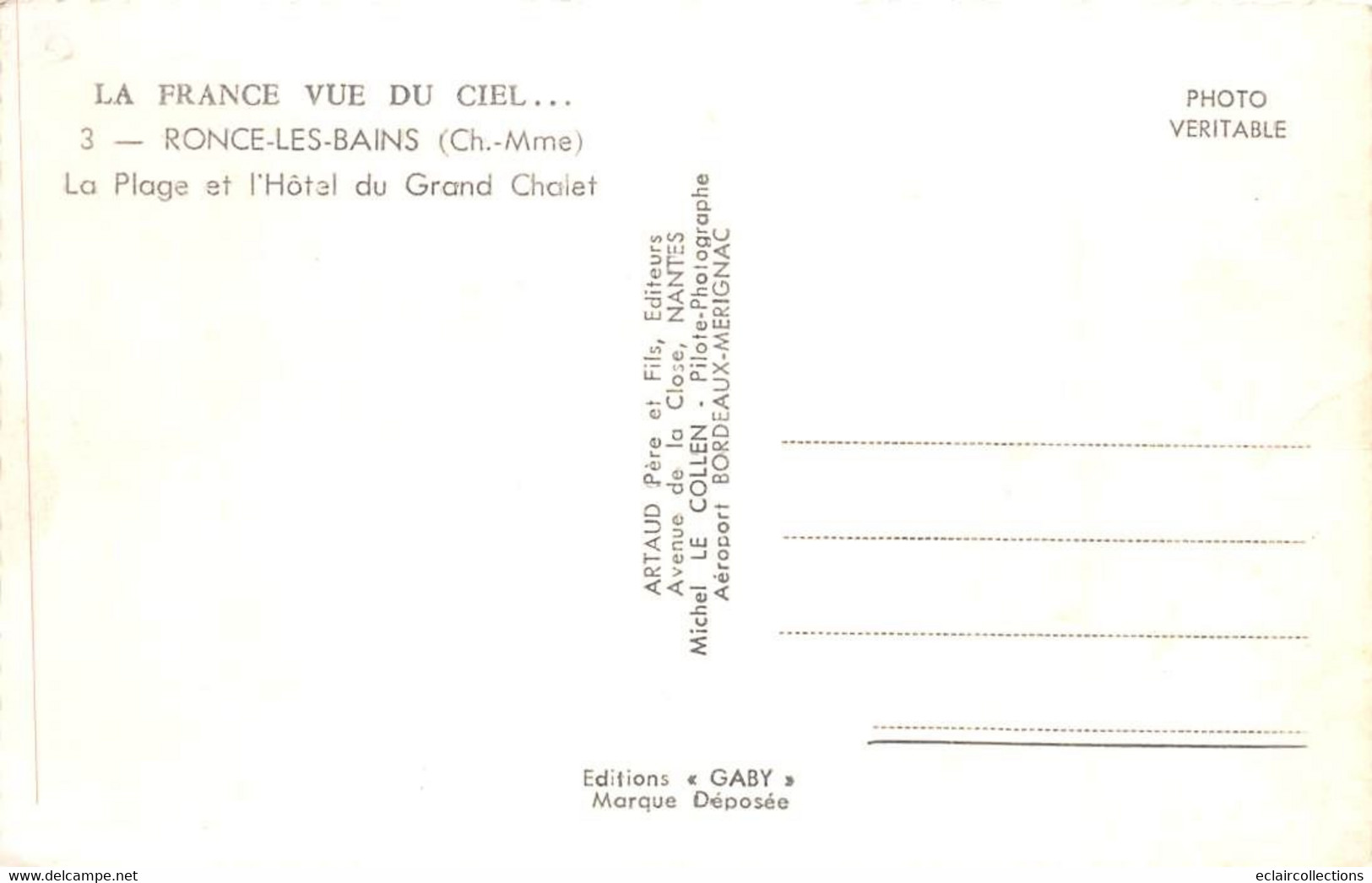 Ronce Les Bains          17          La Plage.et L'Hôtel Du Grand Chalet    N°3  (voir Scan) - Sonstige & Ohne Zuordnung