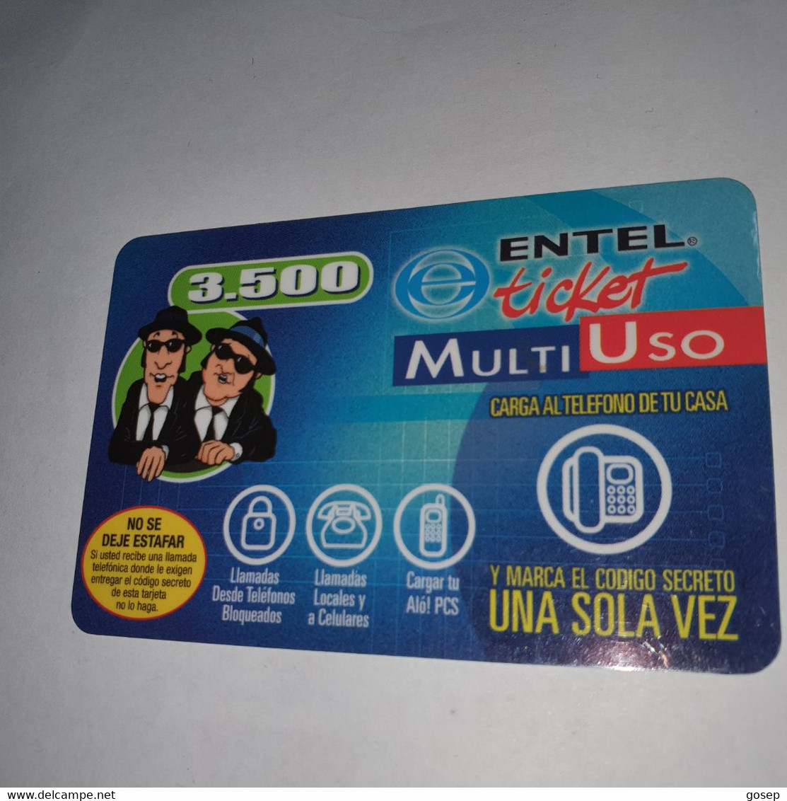 Chile-entel Ticket-multi-(189)-($3.500)-(389-144-034-505)-(30/6/2004)-(look Out Side)-used Card+1card Prepiad Free - Chili