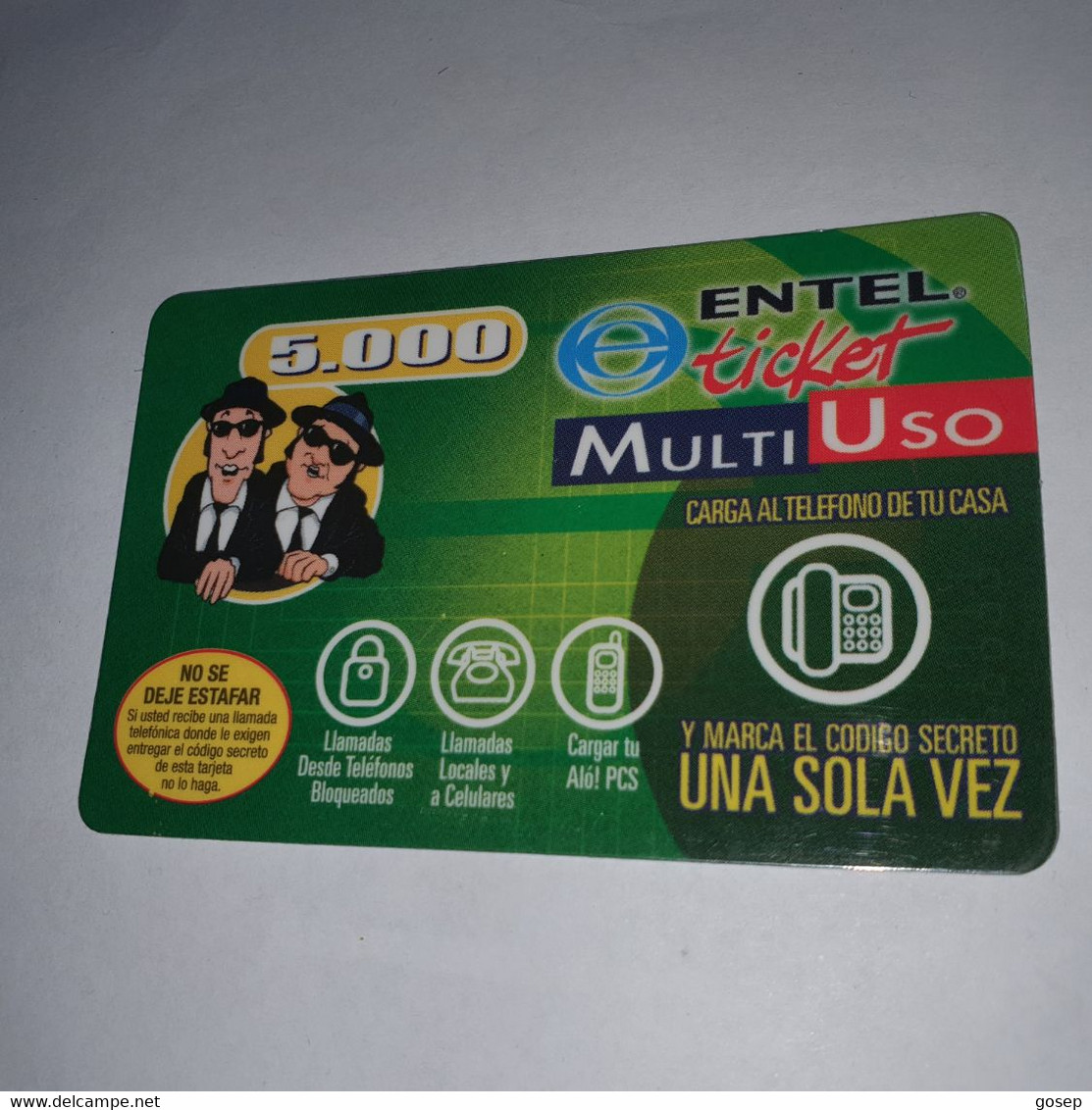 Chile-entel Ticket-multi-(190)-($5.000)-(608-465-786-236)-(30/6/2004)-(look Out Side)-used Card+1card Prepiad Free - Chili