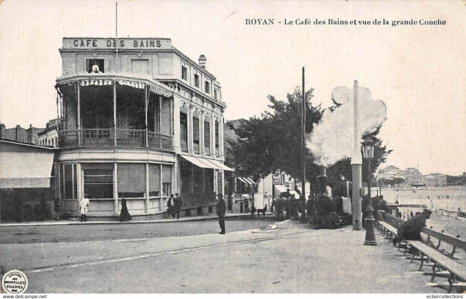 Tramway De La Grande Côte          17       Royan    Tram . Le Café Des Bains Et Vue De La Grande Conche     (voir Scan) - Altri & Non Classificati