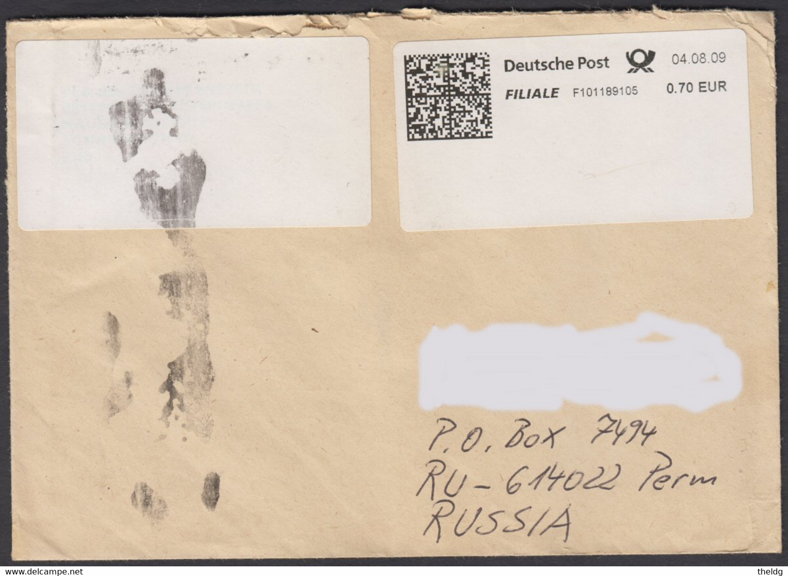 2009-COVER FROM GERMANY/POTSDAM TO RUSSIA - Cartas & Documentos