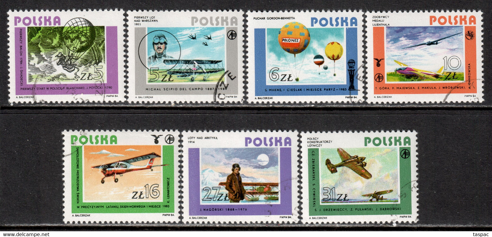 Poland 1984 Mi# 2939-2945 Used - Polish Aviation - Gebraucht